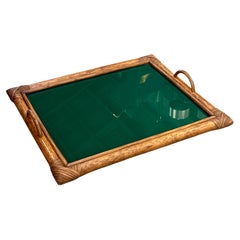 Bamboo Tray, Italy 70s, with green top