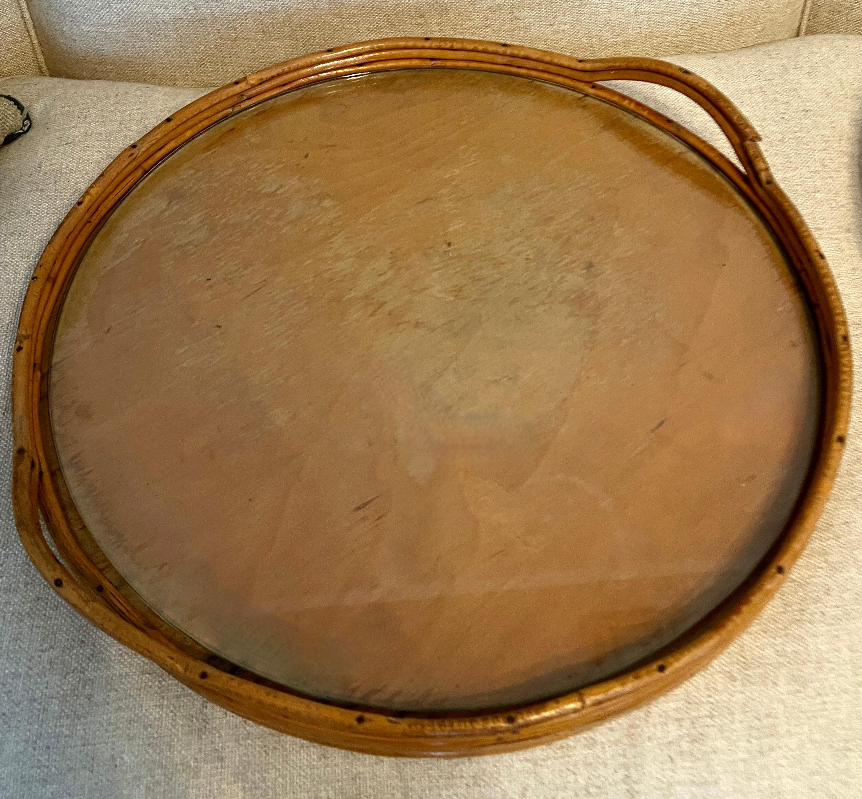 Bamboo Tray Table with Two Removable Trays and Folding Stand For Sale 3