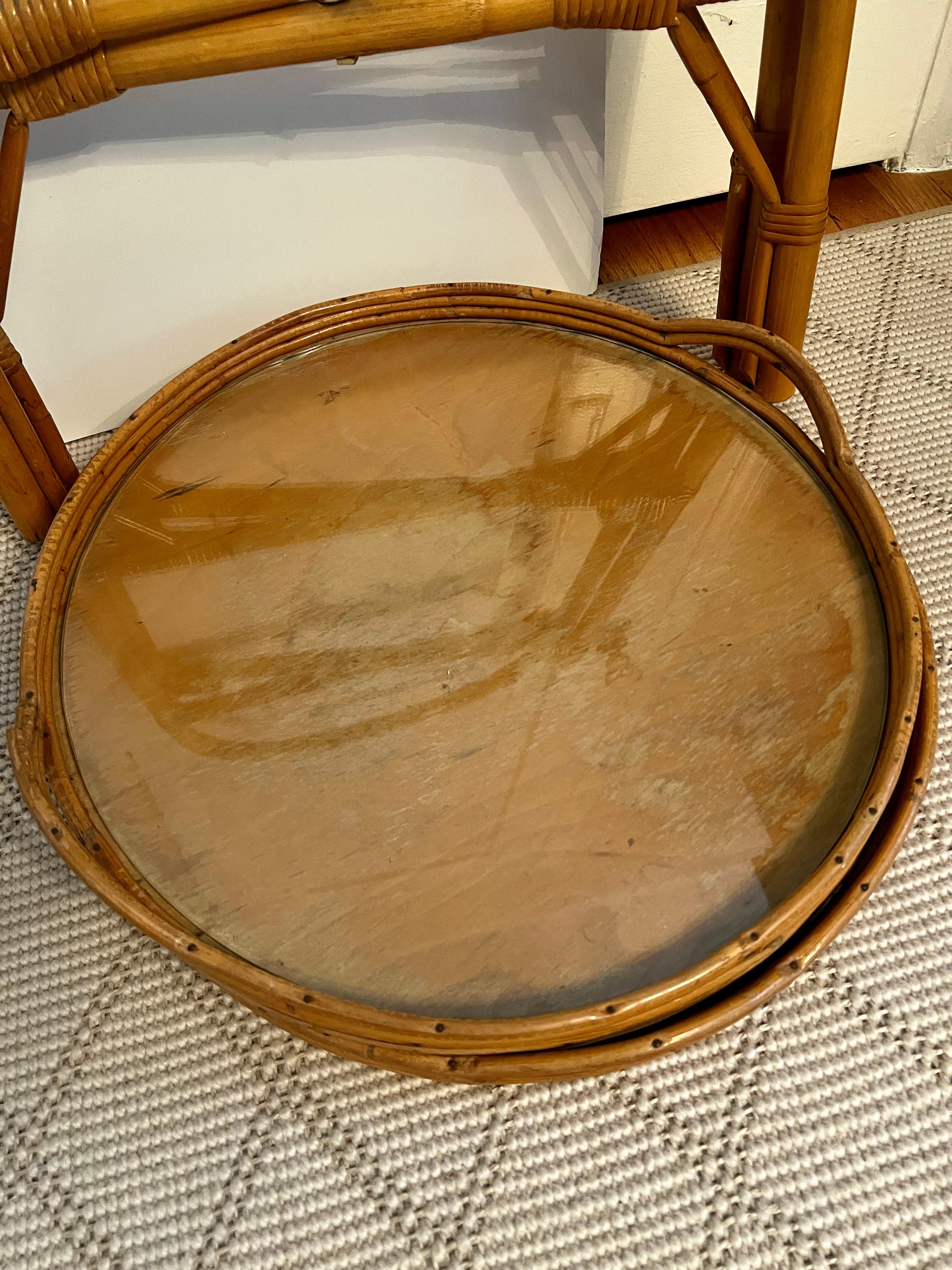 Bamboo Tray Table with Two Removable Trays and Folding Stand For Sale 1