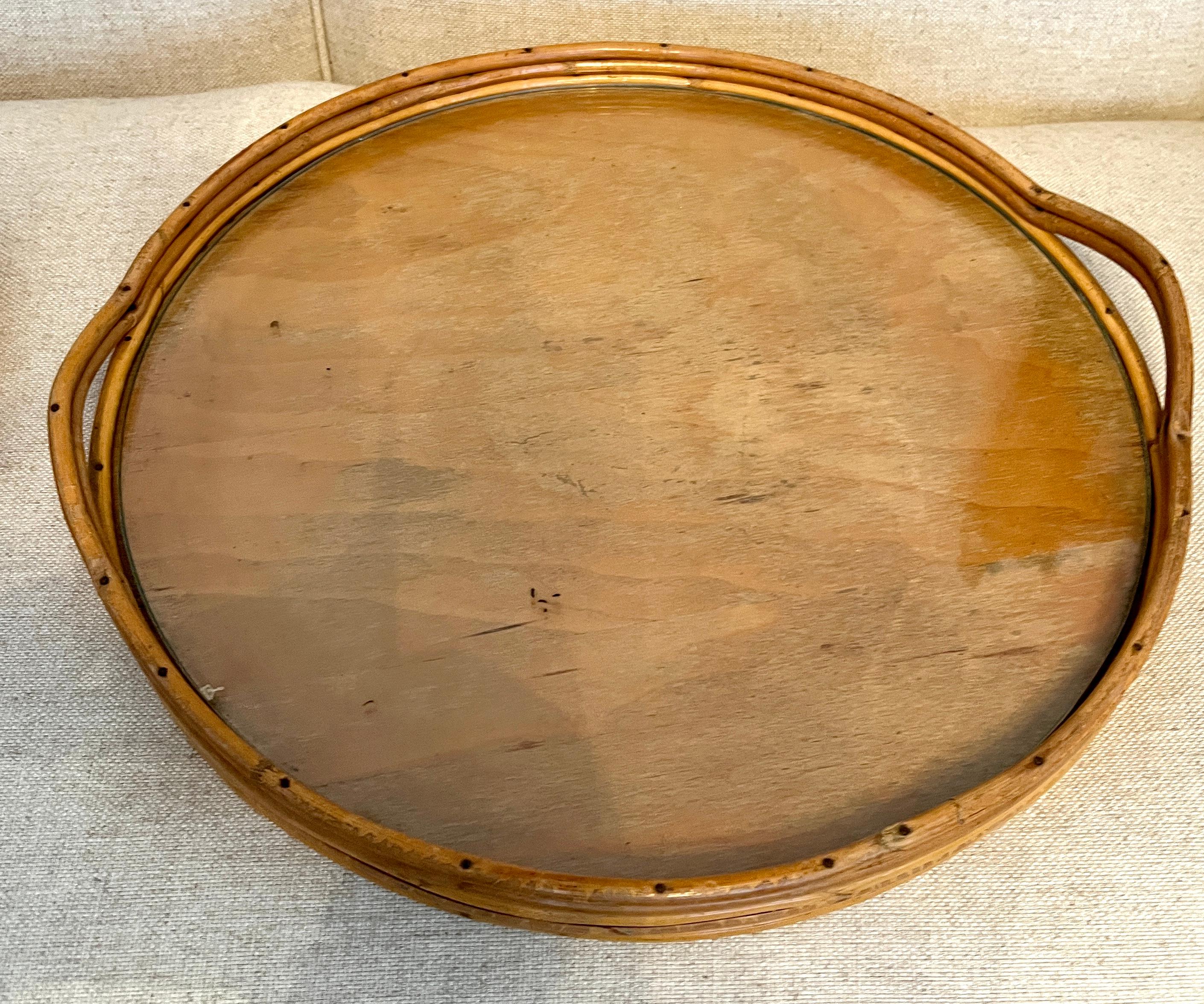 Bamboo Tray Table with Two Removable Trays and Folding Stand For Sale 2