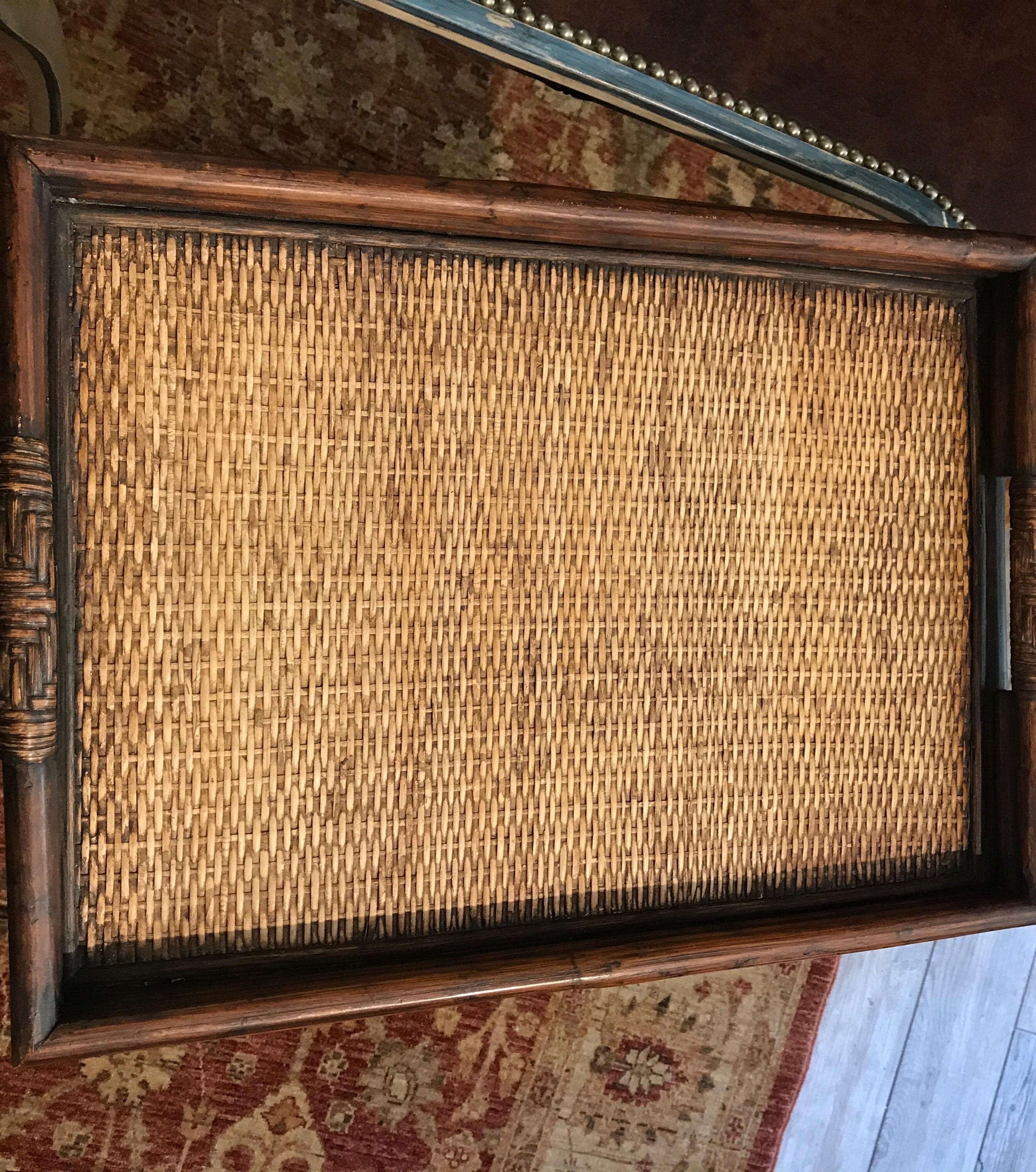 20th Century Bamboo Tray Top Wine Rack or Side Table For Sale