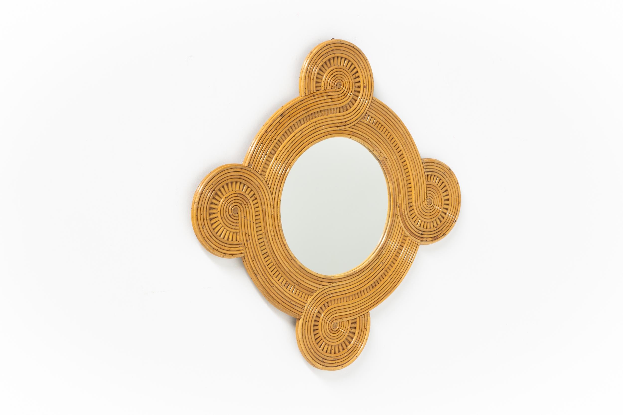 Mid-Century Modern Bamboo Tropicalist Mirror by Vivai del Sud, 1960s For Sale
