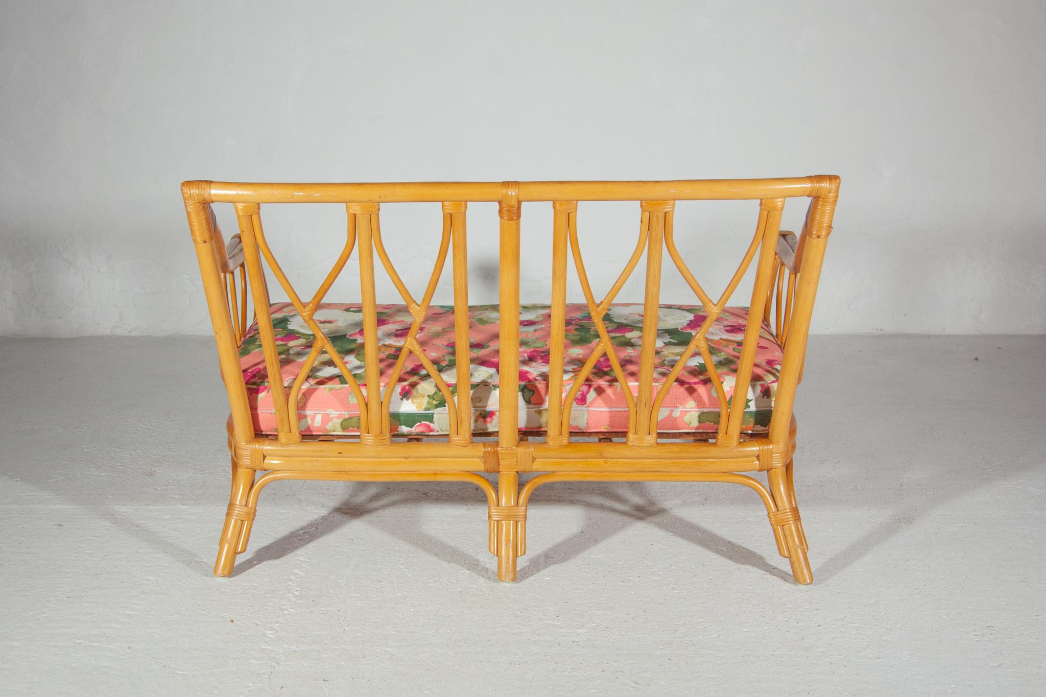Zweisitziger Bambus-Sessel, Mid-Century Modern, Italien (Mitte des 20. Jahrhunderts) im Angebot