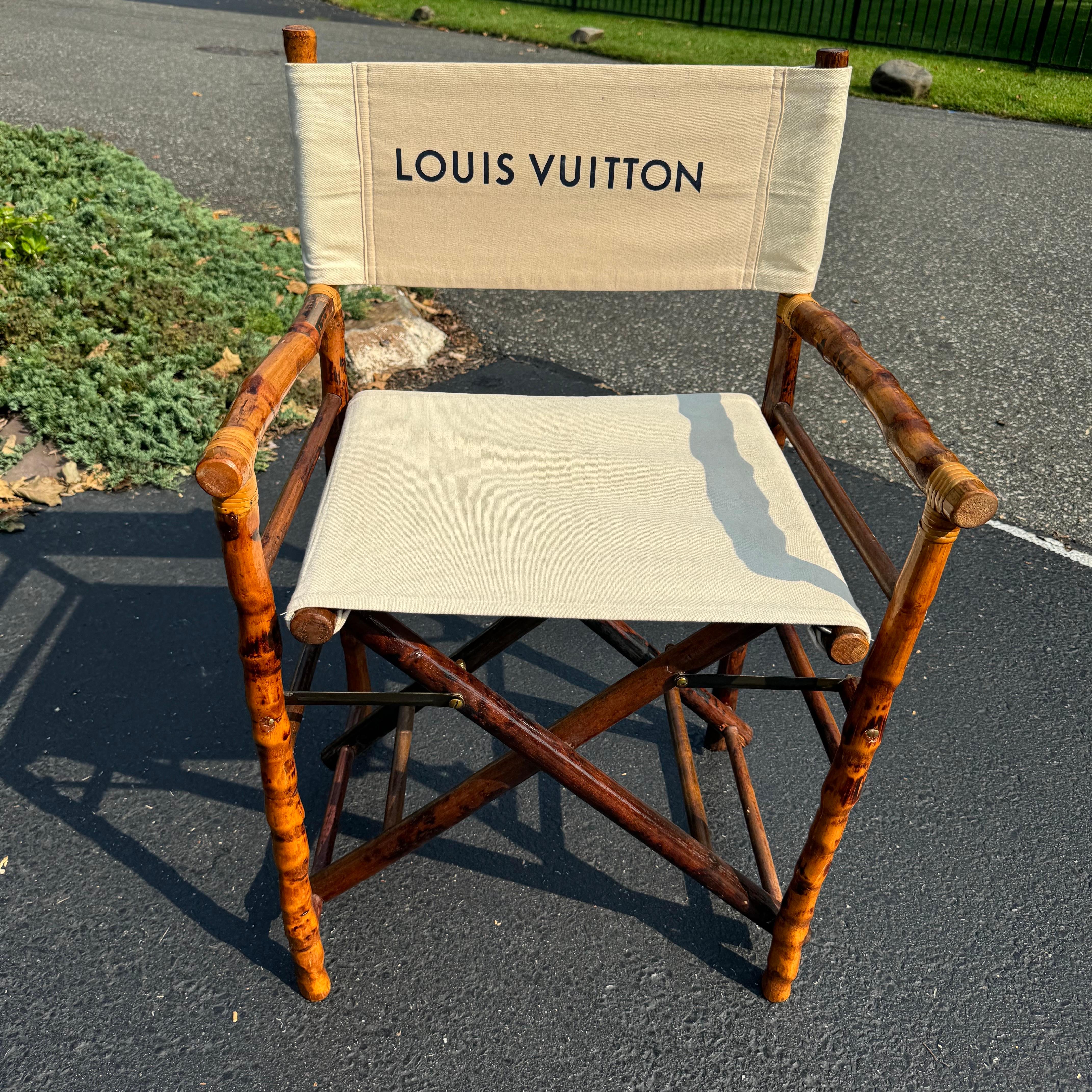 Campaign Bamboo Upholstered Directors Chair in Louis Vuitton Fabric