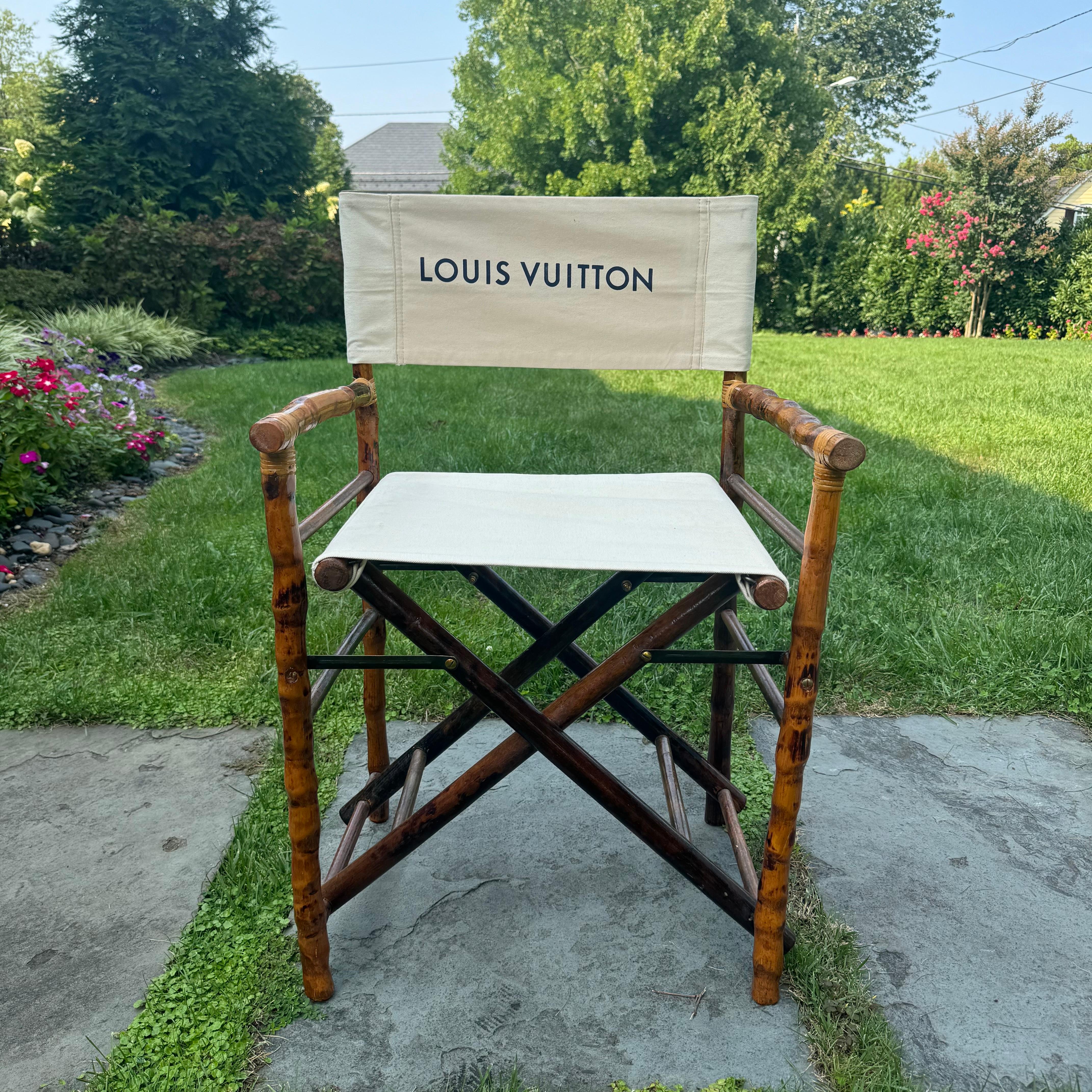 European Bamboo Upholstered Directors Chair in Louis Vuitton Fabric