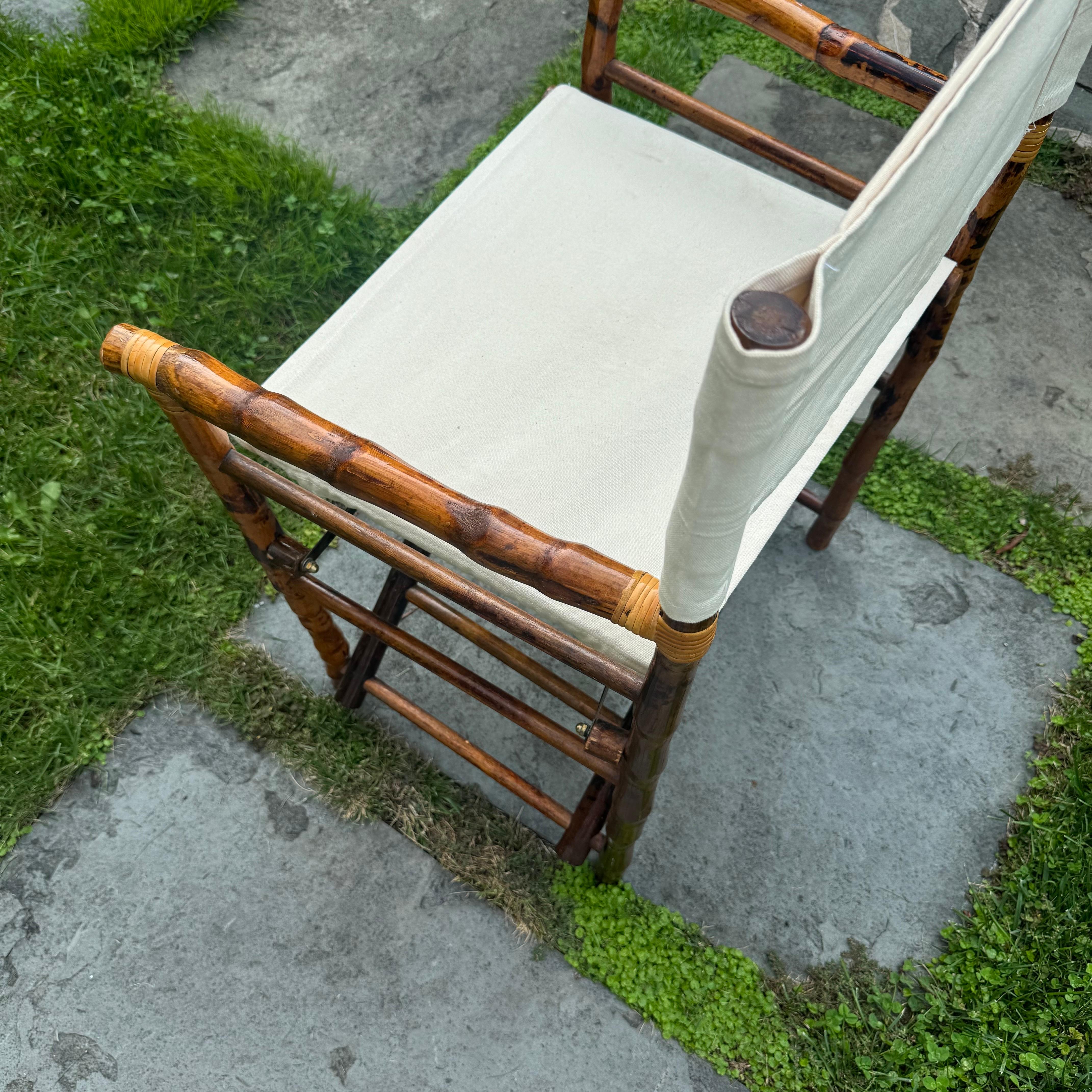 Bamboo Upholstered Directors Chair in Louis Vuitton Fabric In Good Condition In Haddonfield, NJ
