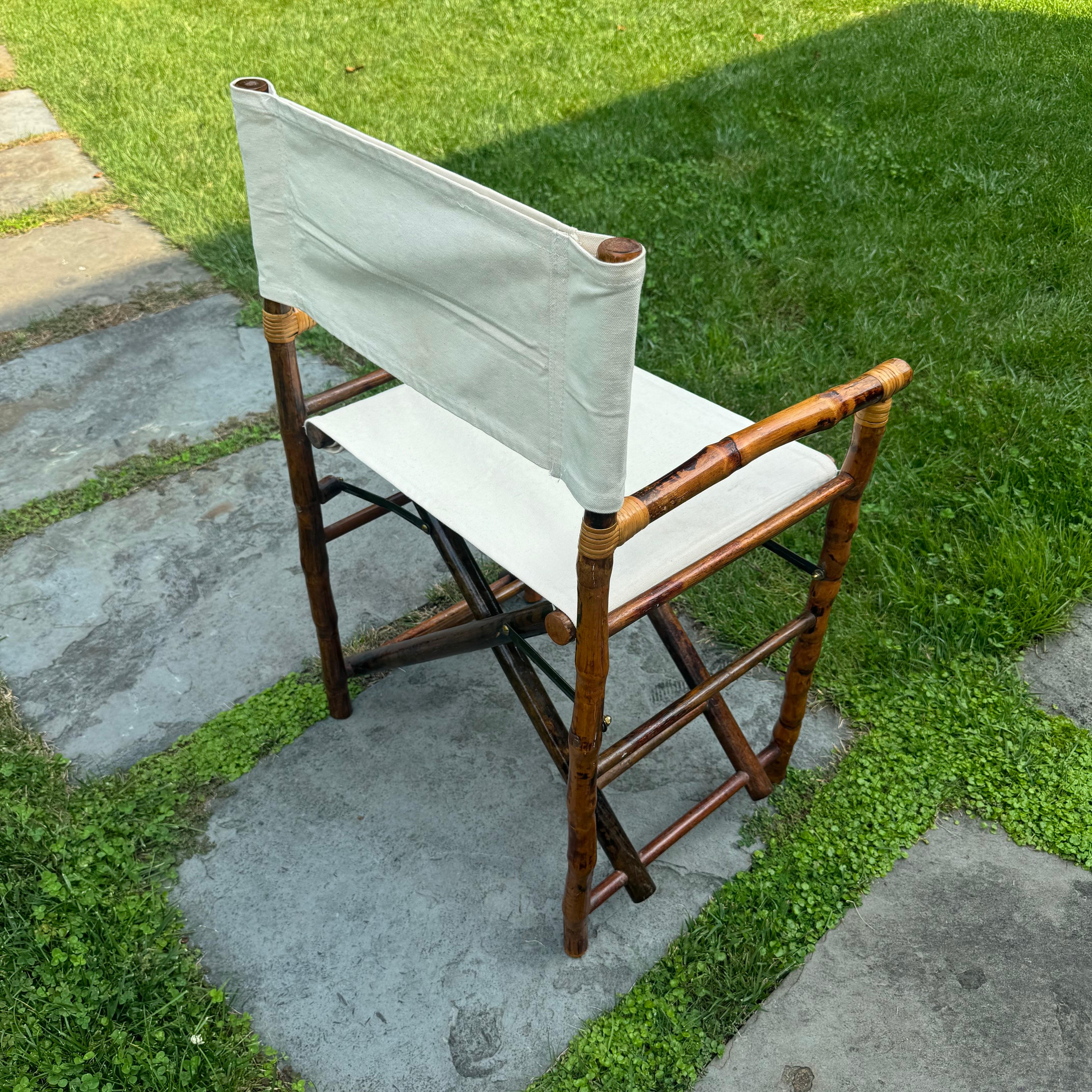 20th Century Bamboo Upholstered Directors Chair in Louis Vuitton Fabric