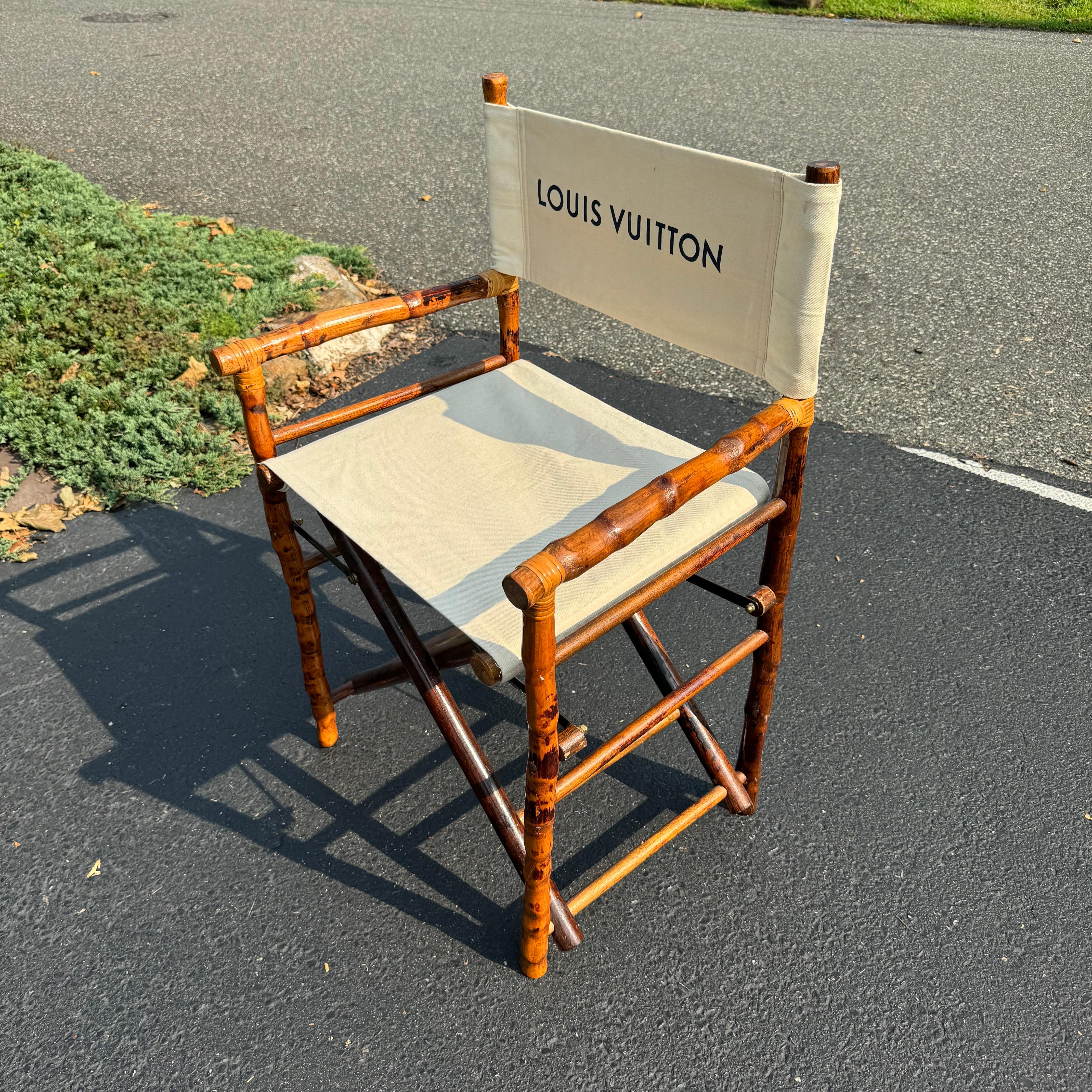Bamboo Upholstered Directors Chair in Louis Vuitton Fabric 1