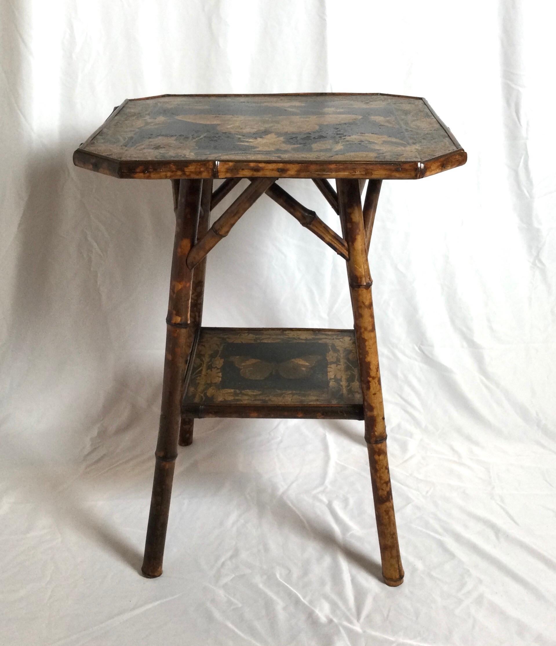 Aesthetic Movement Bamboo Victorian Aesthetic Two Tier Butterfly Table