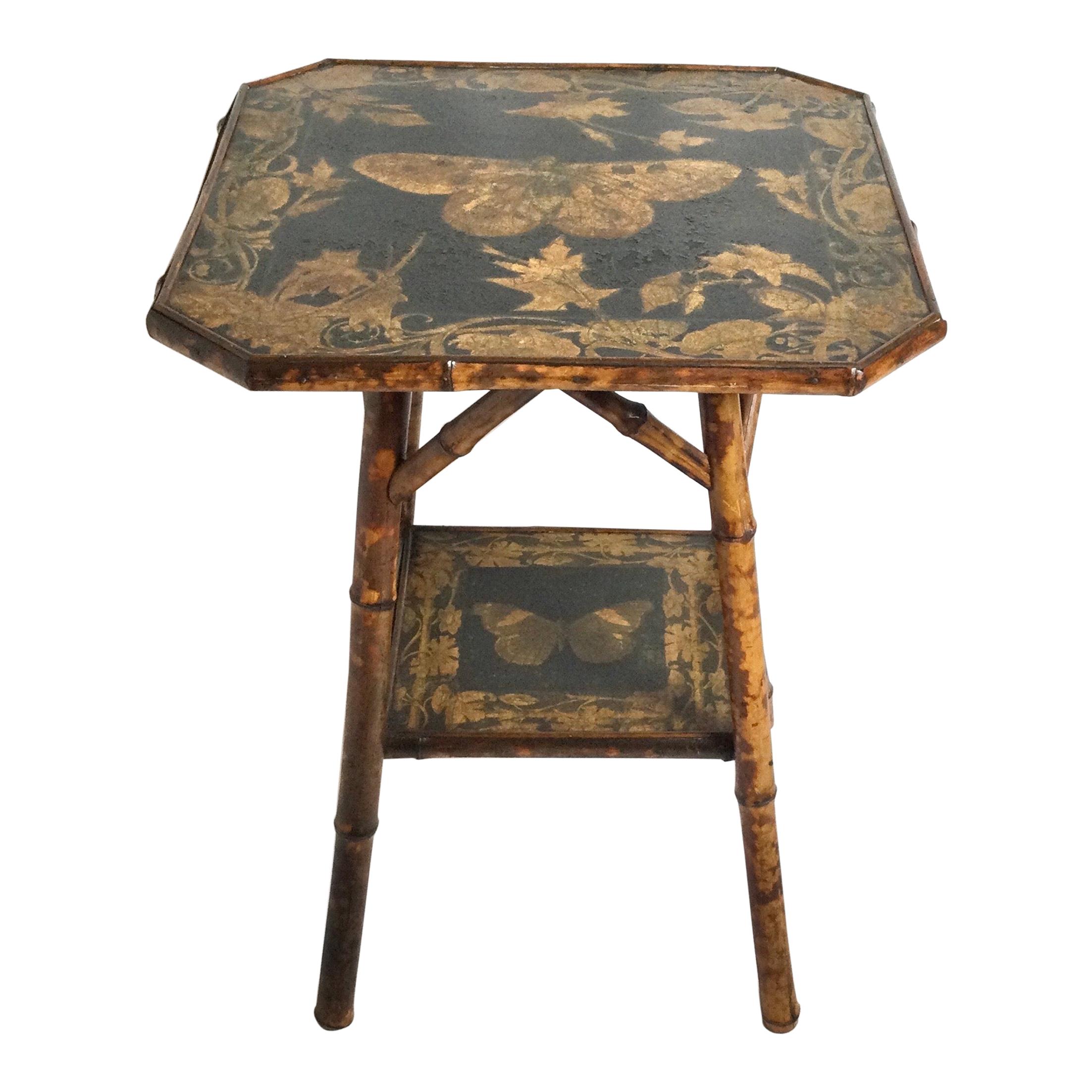 Bamboo Victorian Aesthetic Two Tier Butterfly Table