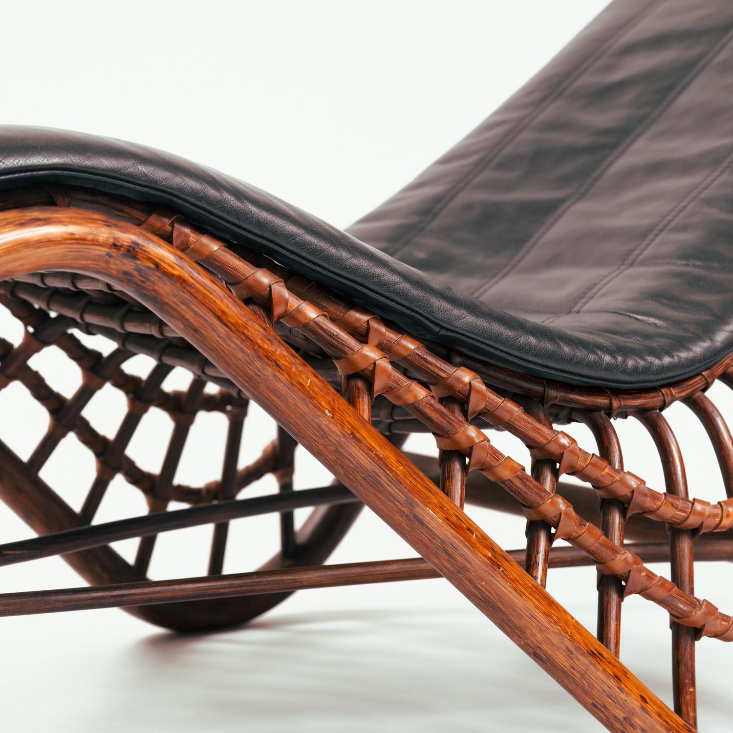 Bamboo chaise longue with magazine holder, Germany, 1970s 6