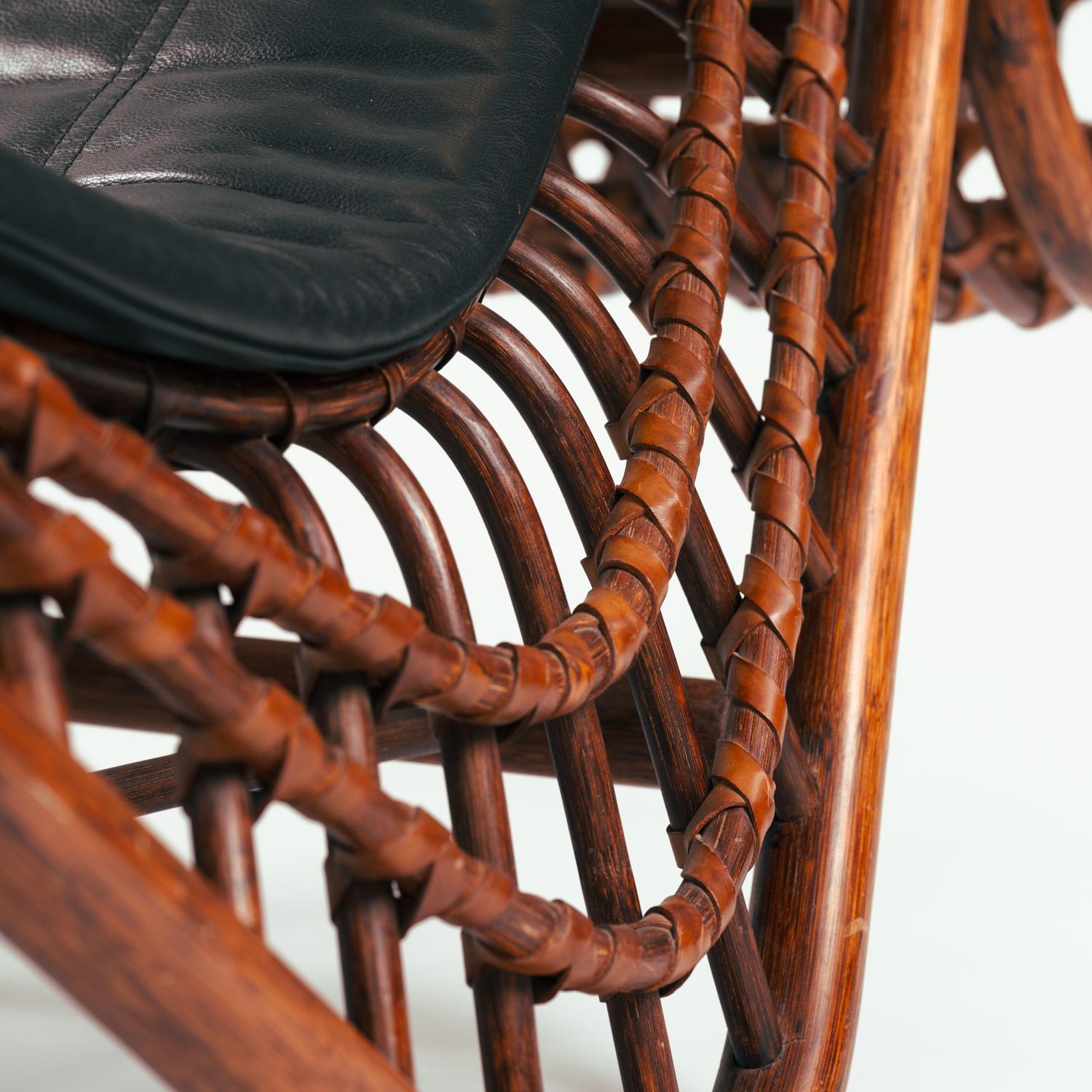 Bamboo chaise longue with magazine holder, Germany, 1970s 8
