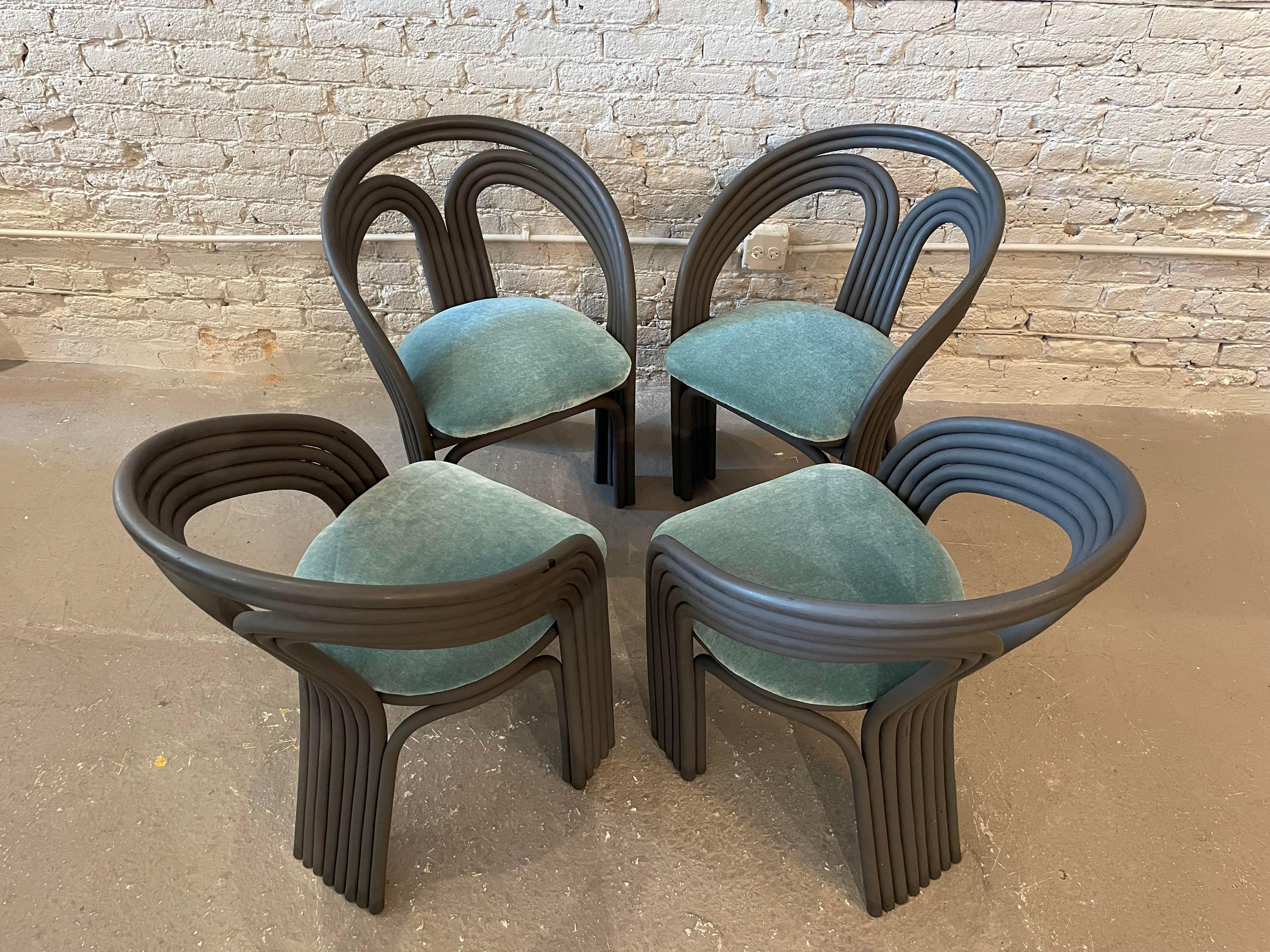 Chaises de salle à manger vintage en bambou, ensemble de 4 pièces en vente 6