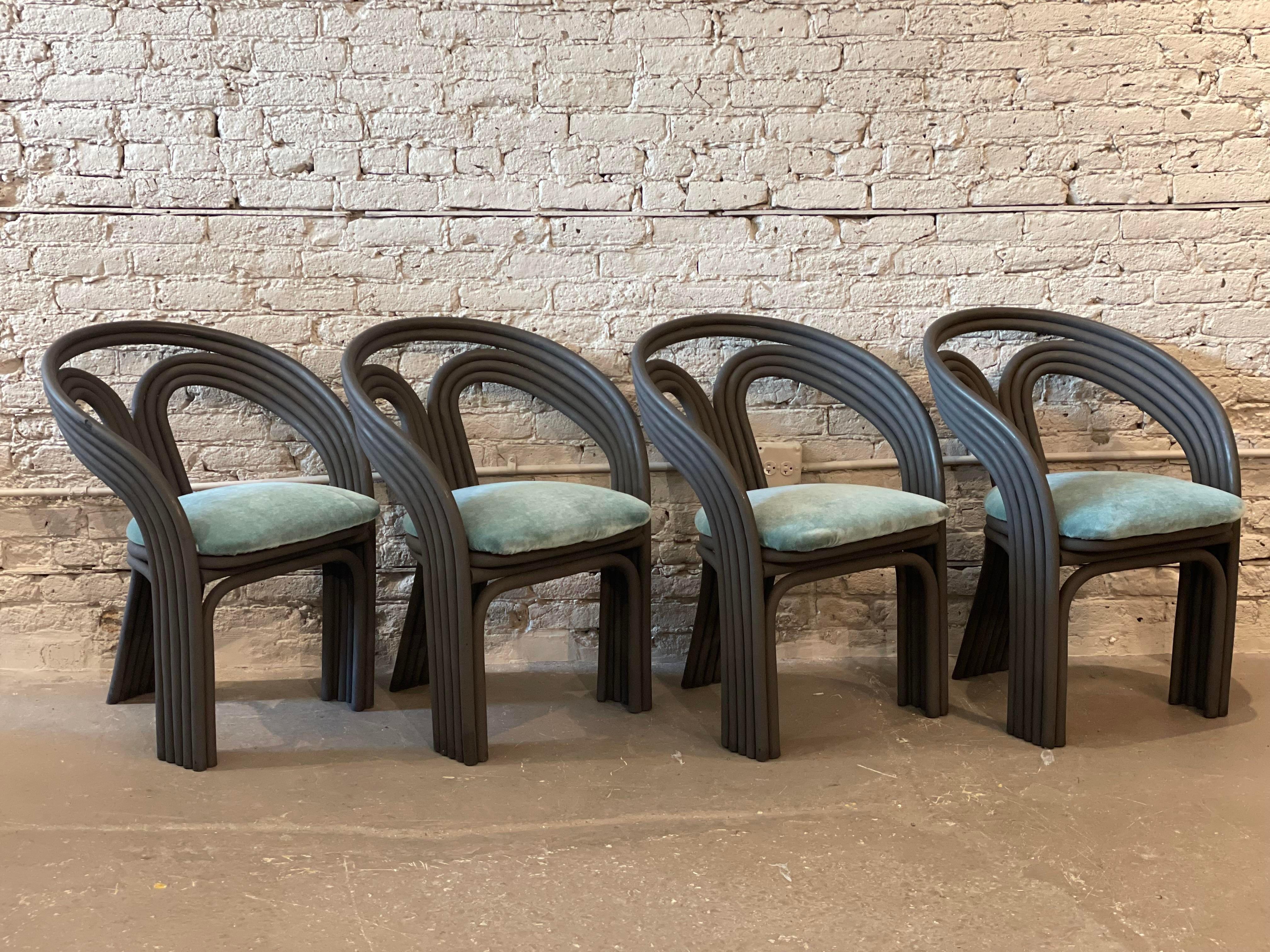 Chaises de salle à manger vintage en bambou, ensemble de 4 pièces en vente 7