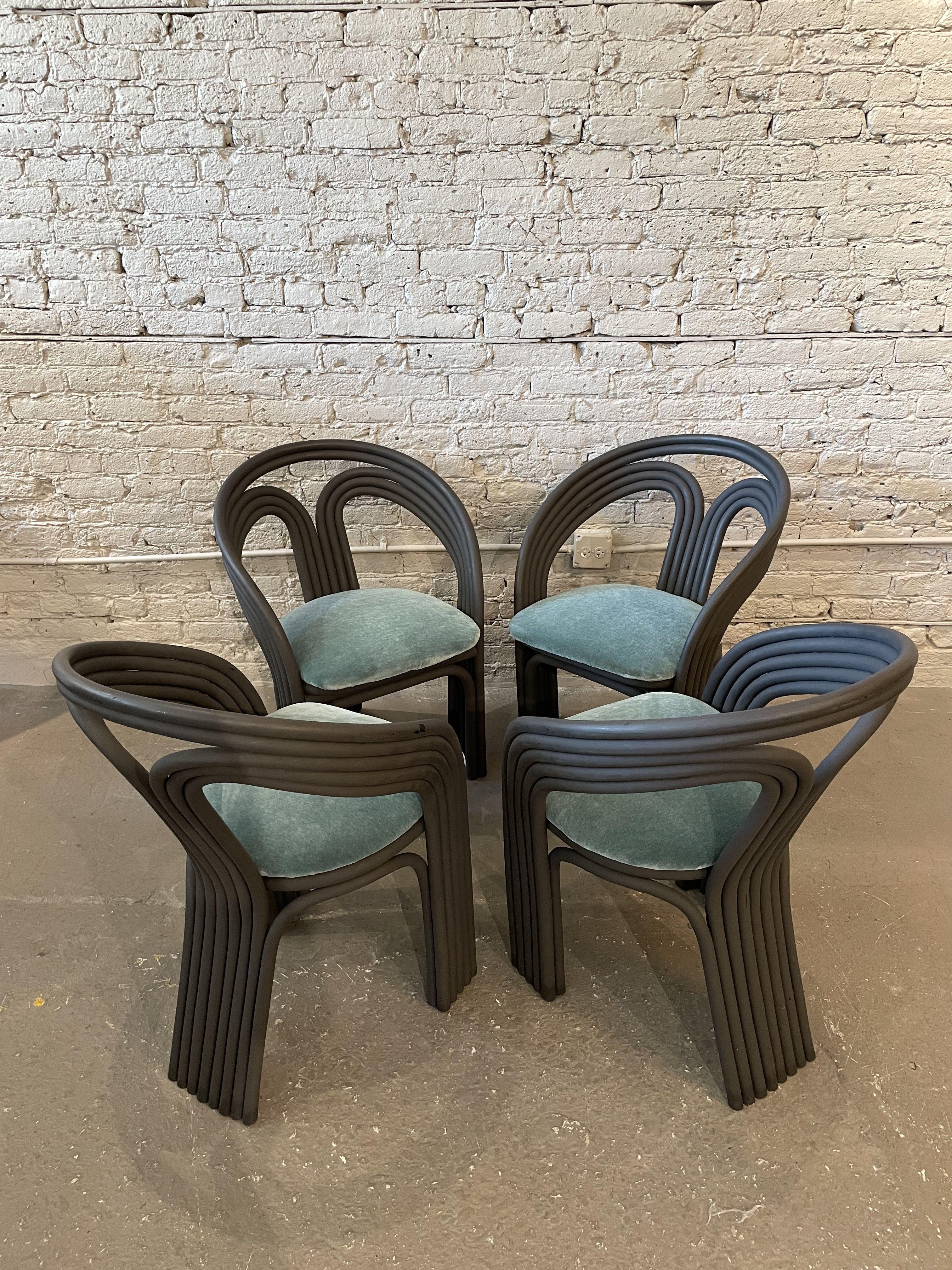 Late 20th Century Bamboo Vintage Dining Chairs, Set of 4 For Sale