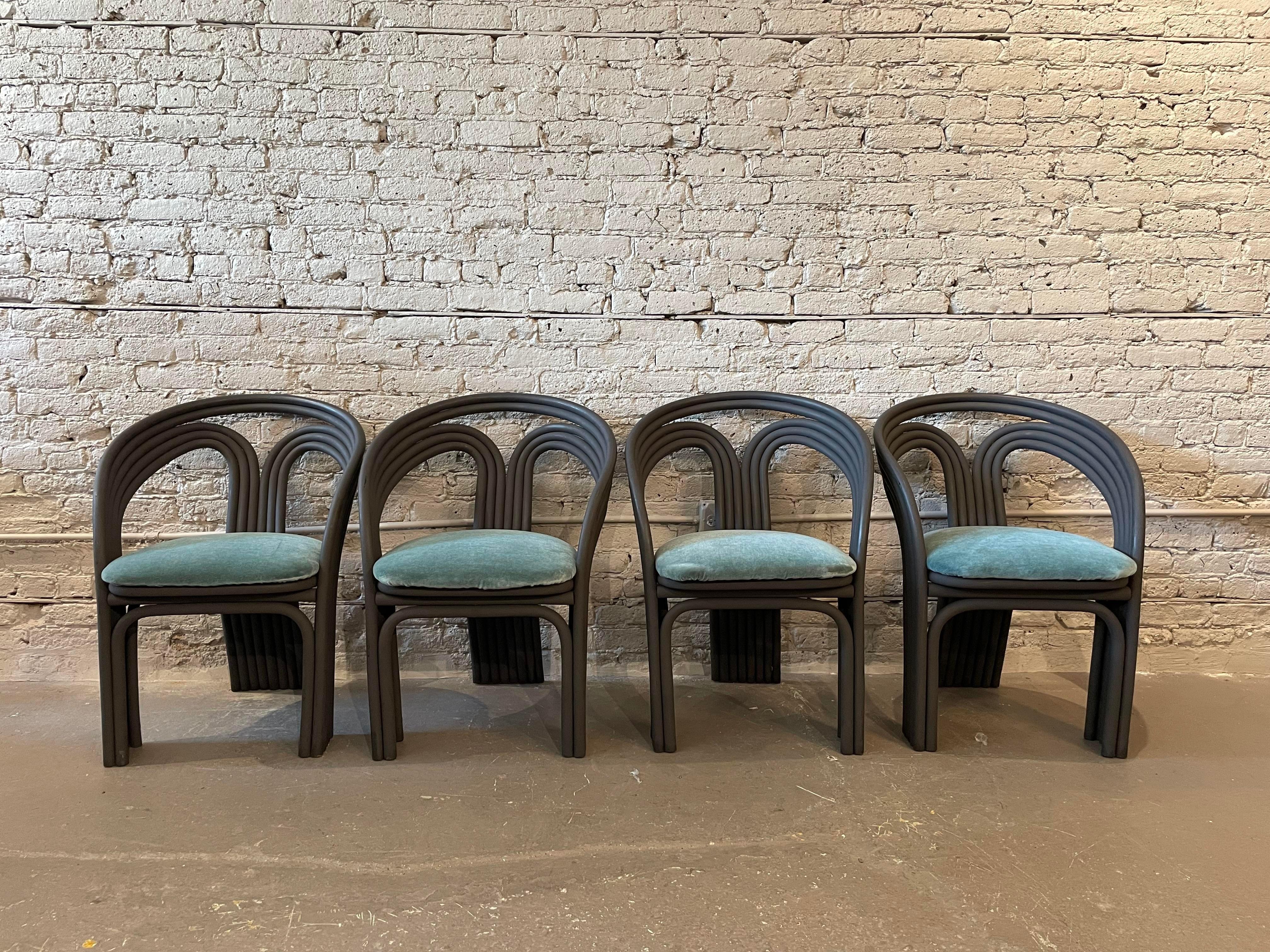 Chaises de salle à manger vintage en bambou, ensemble de 4 pièces en vente 3