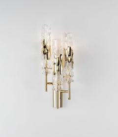 Bamboo wall lamp with hammered Murano glasses