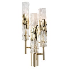 Bamboo wall lamp with hammered Murano glasses