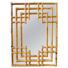 Miroir mural en bambou avec cadre géométrique – Molto Editions – Style années 1970