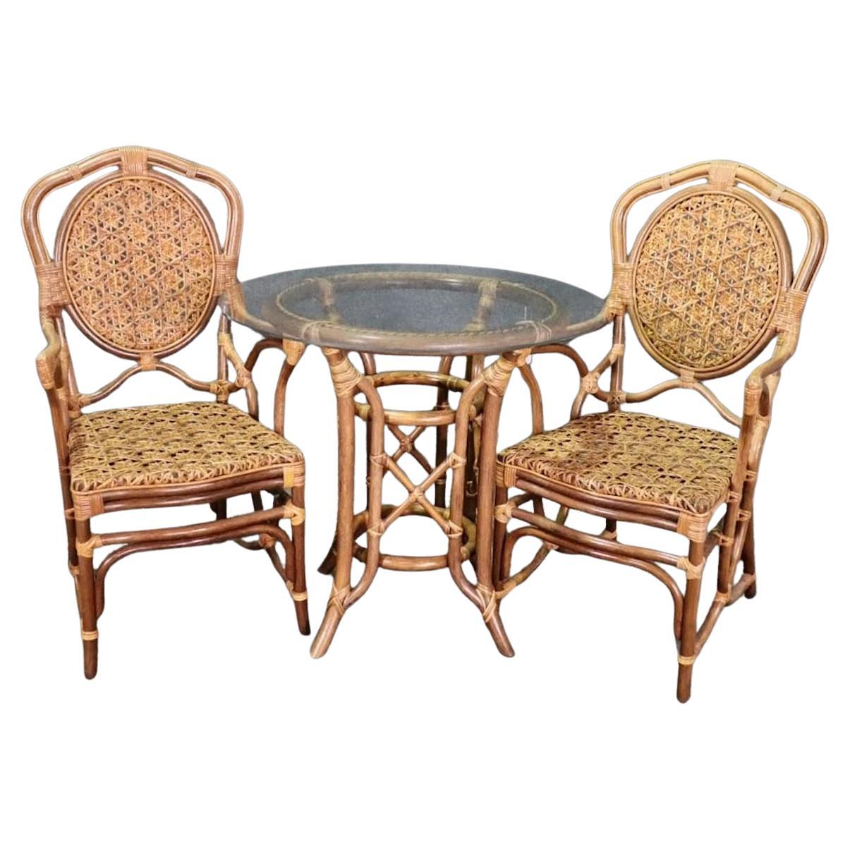 Bamboo & Wicker Bistro Set For Sale