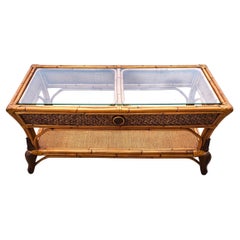 Vintage Bamboo Wicker Coffee Table