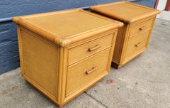 Bamboo & Wicker Organic Modern End Tables / Nightstands