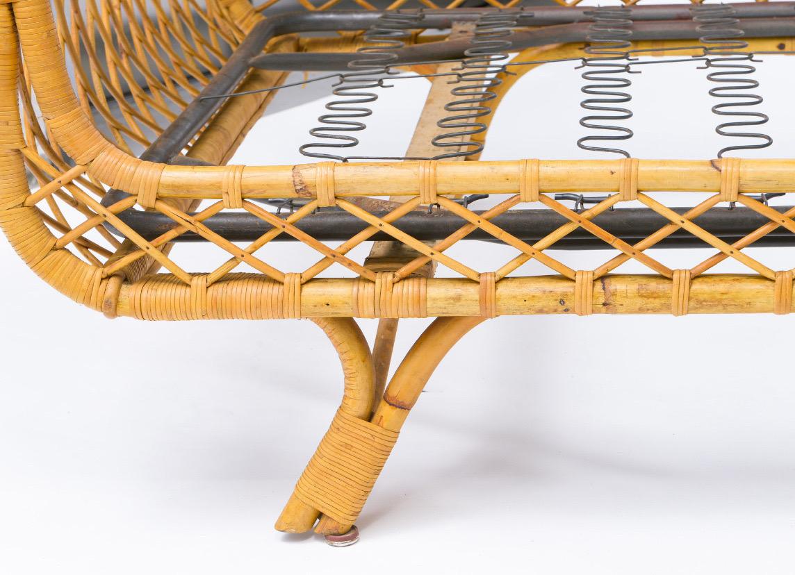 Bamboo Wicker French Mid Century Pair of Beds/Daybeds For Sale 5