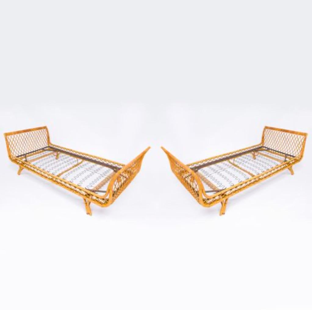 Beautiful Sturdy pair of beds. Wicker and Bamboo. Elegant and Chic. Perfect for that beach it vibe. 
