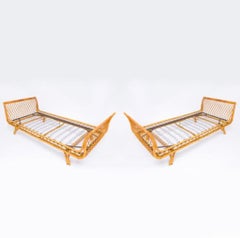 Bamboo Wicker French Mid Century Pair of Beds/Daybeds