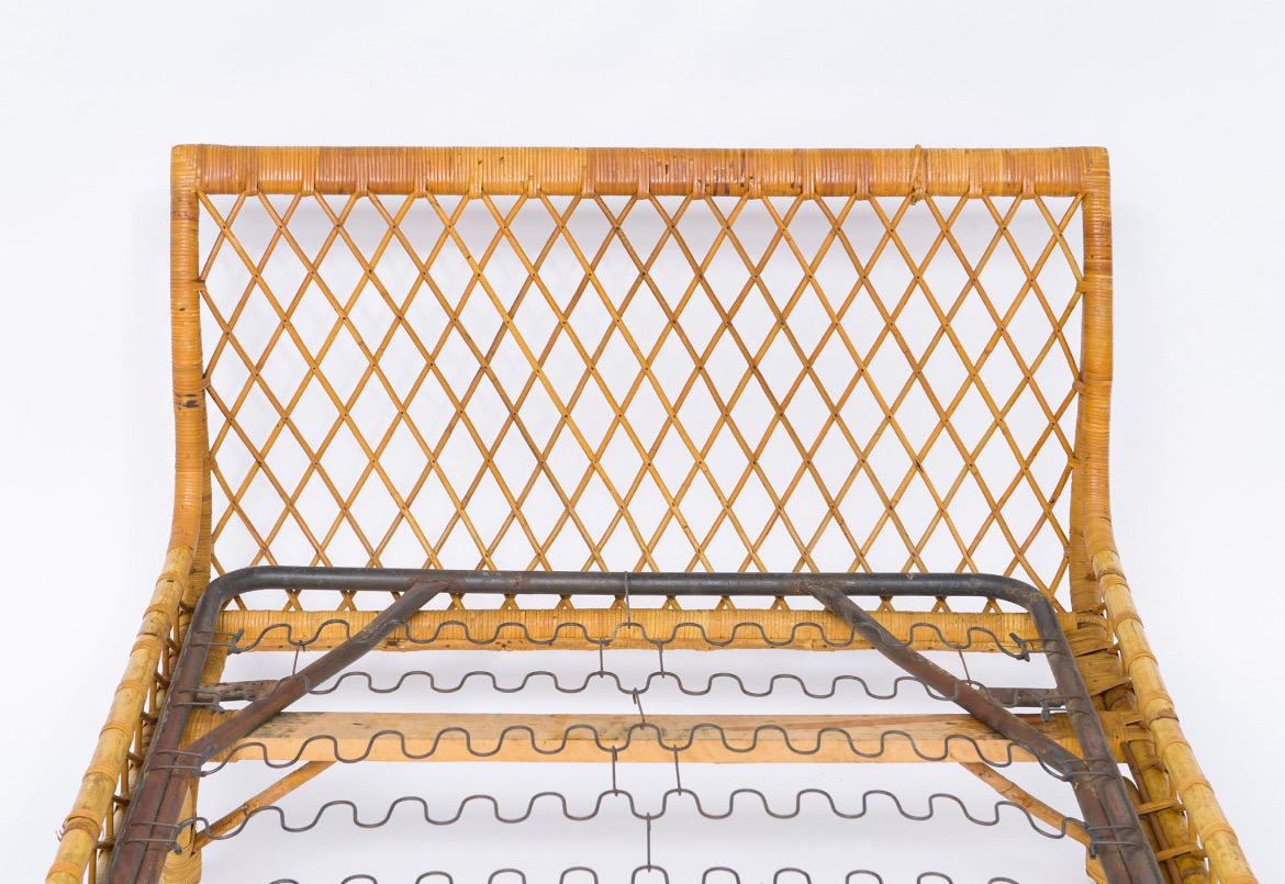 Bamboo Wicker French Mid Century Pair of Beds/Daybeds For Sale 1
