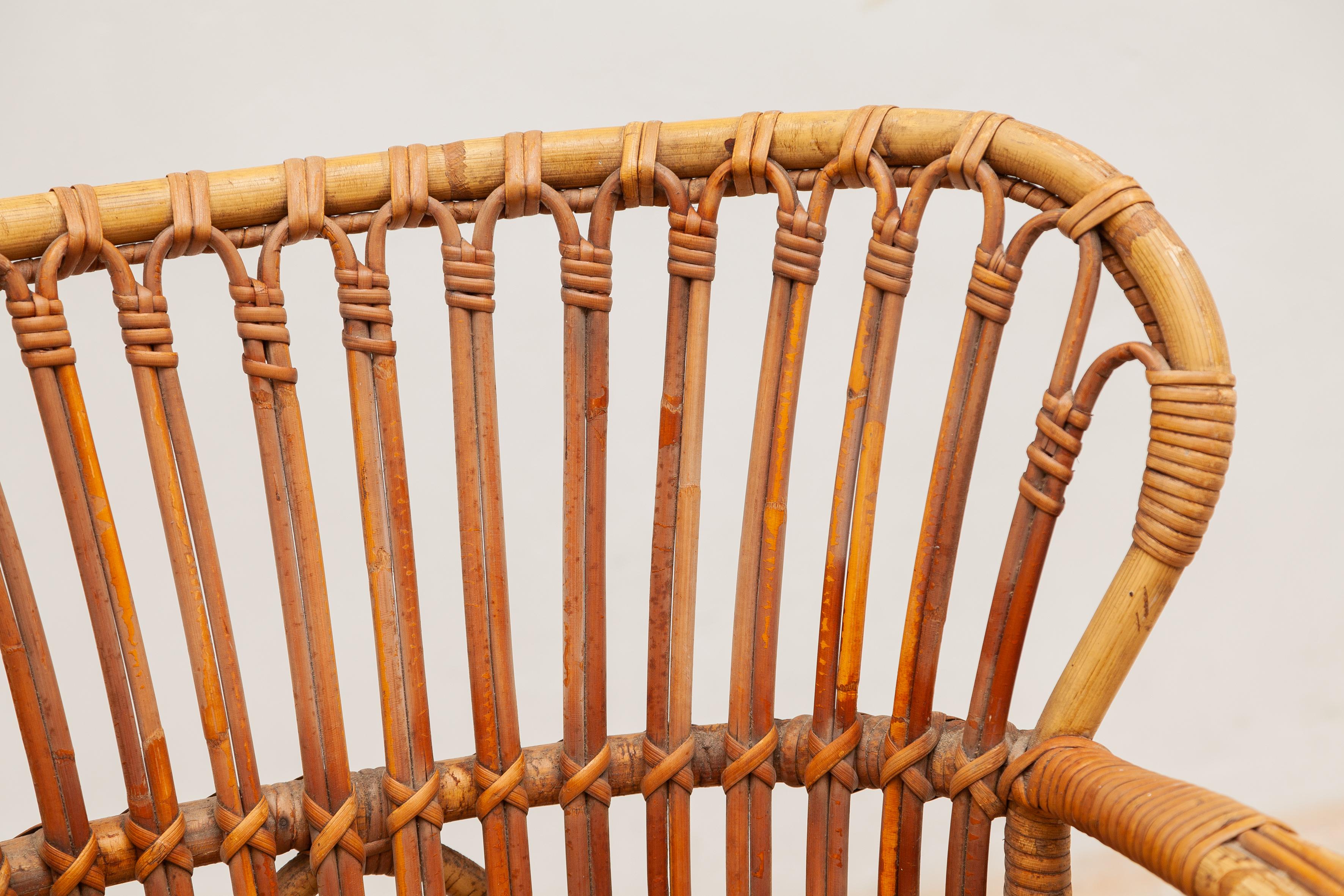 Bamboo Wicker Lounge Chairs Designed by Dirk van Sliedrecht, 1950s In Good Condition In Antwerp, BE