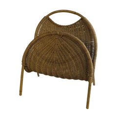 Revistero de mimbre de bambú Moderno de mediados de siglo, Italia Años 60