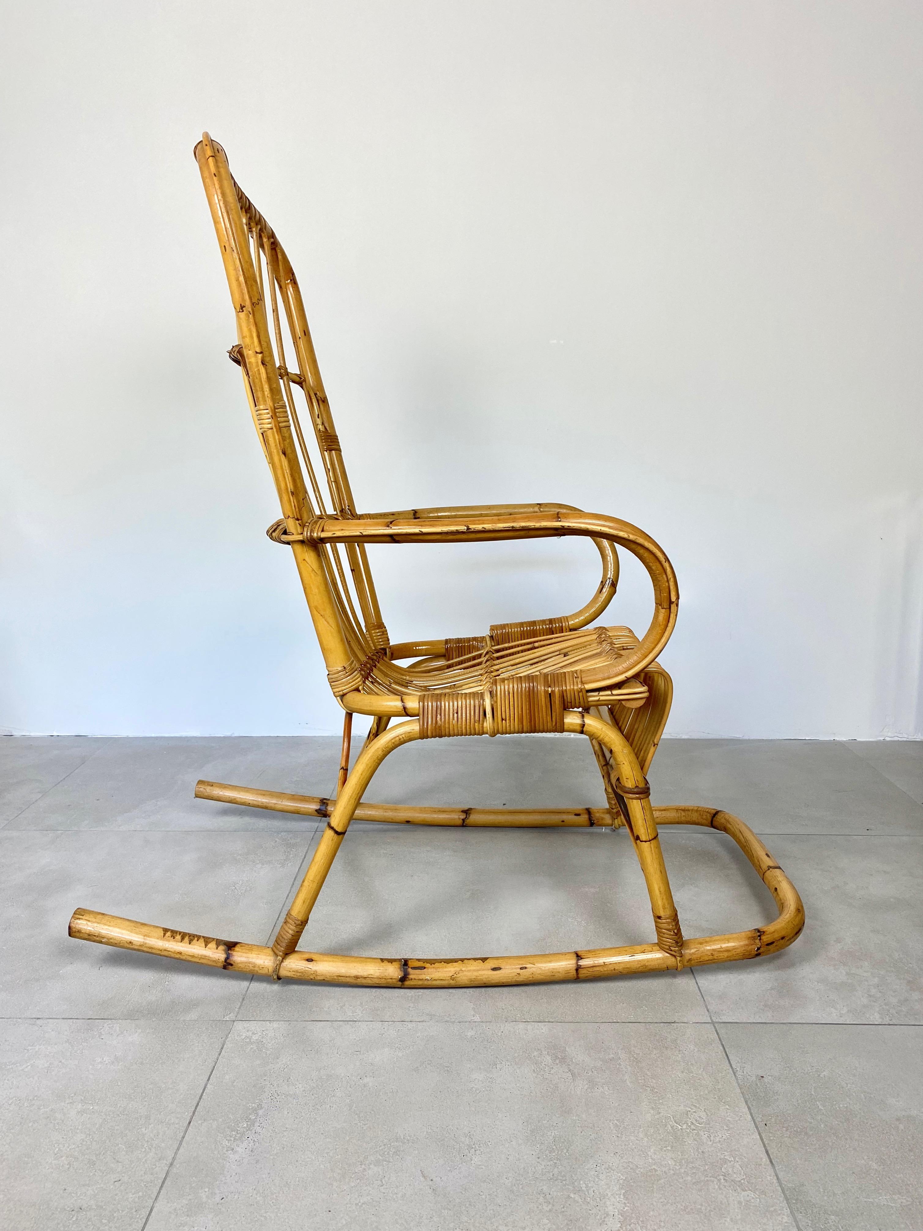 bamboo cane rocking chair
