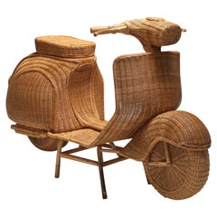 Vintage Bamboo Wicker Vespa Scooter from the 1970s
