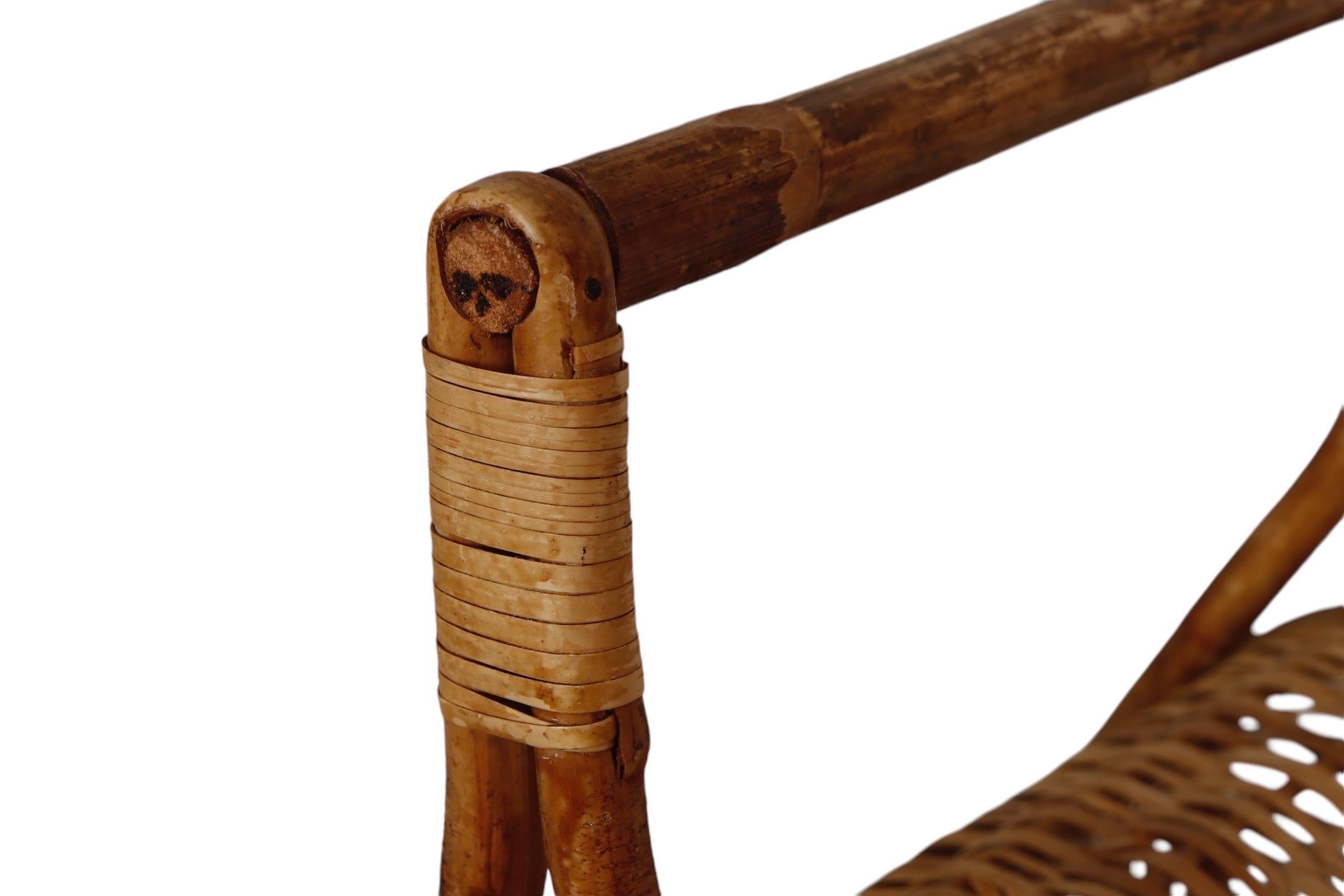 Bamboo & Wicker Wine Rack In Good Condition For Sale In Bradenton, FL