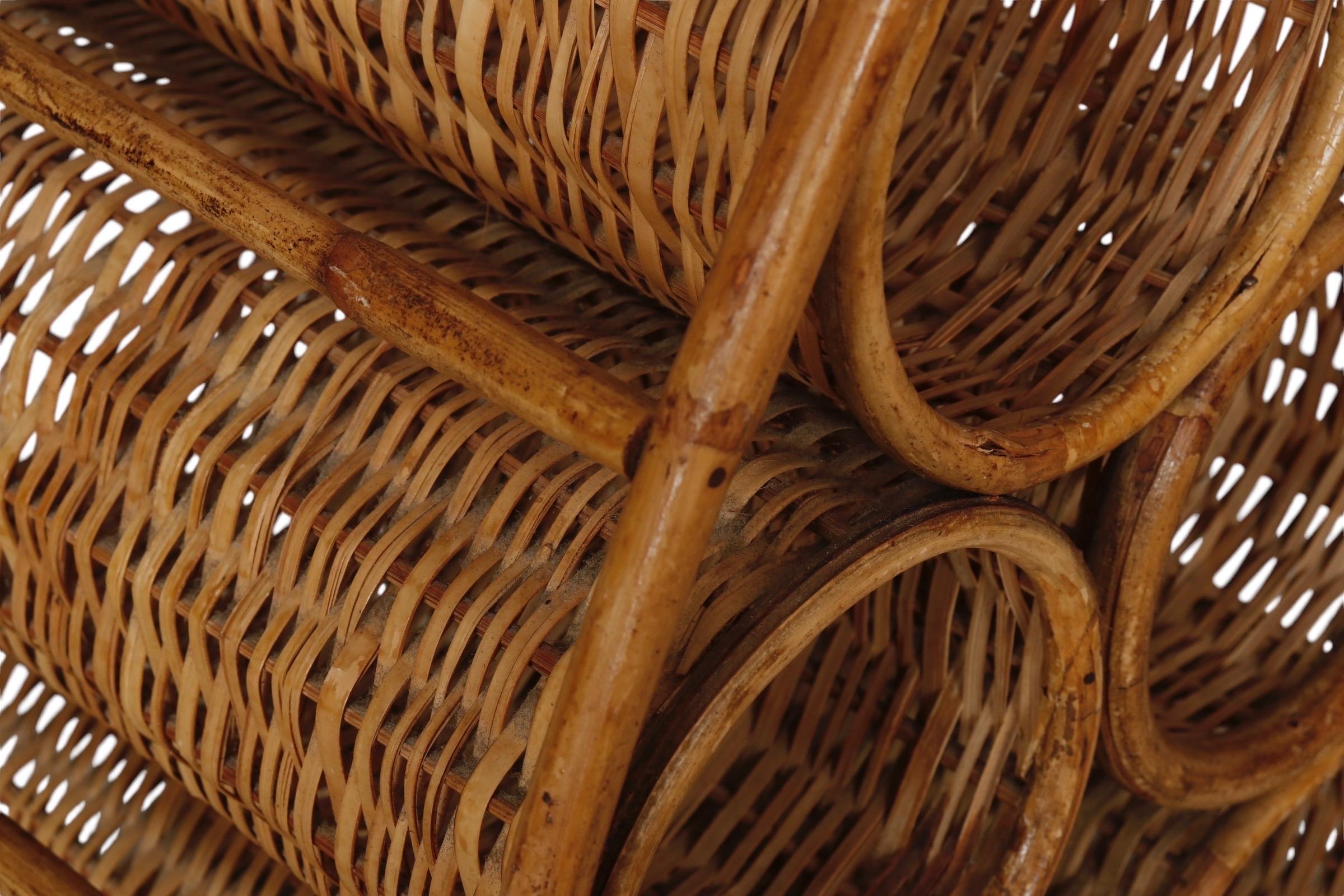 20th Century Bamboo & Wicker Wine Rack For Sale