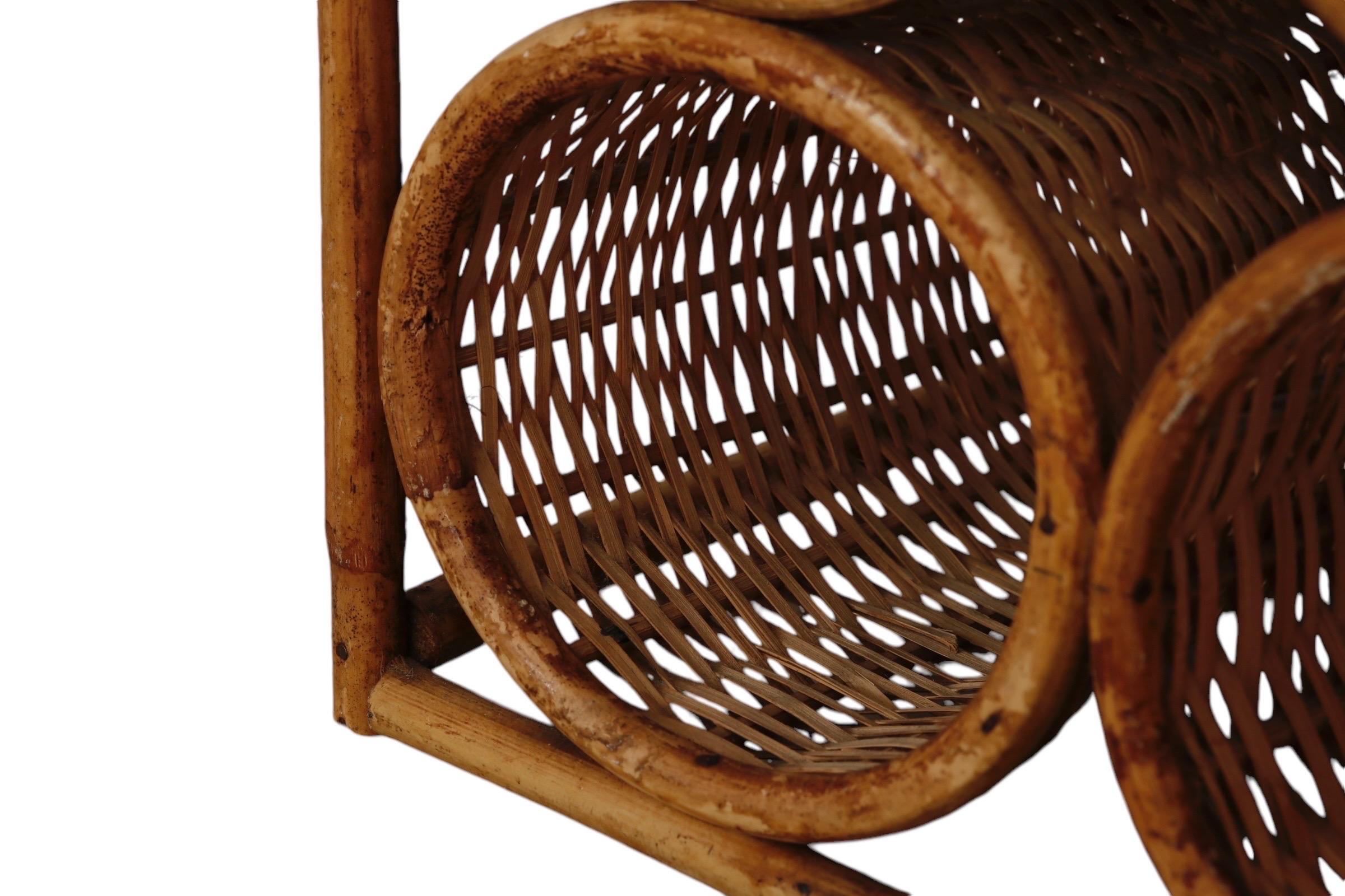 Bamboo & Wicker Wine Rack For Sale 1