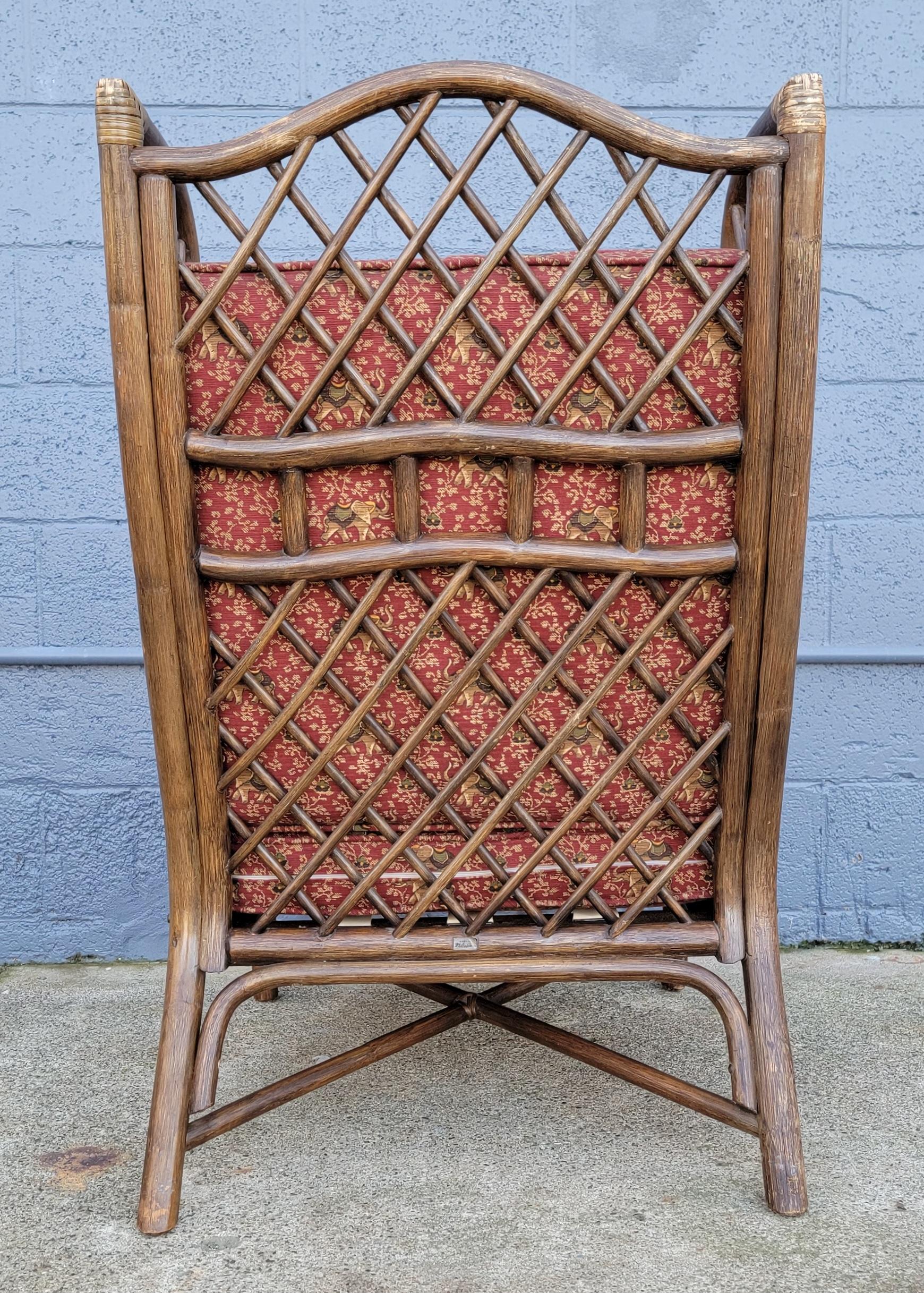 20th Century Bamboo Wingback Lounge Chair