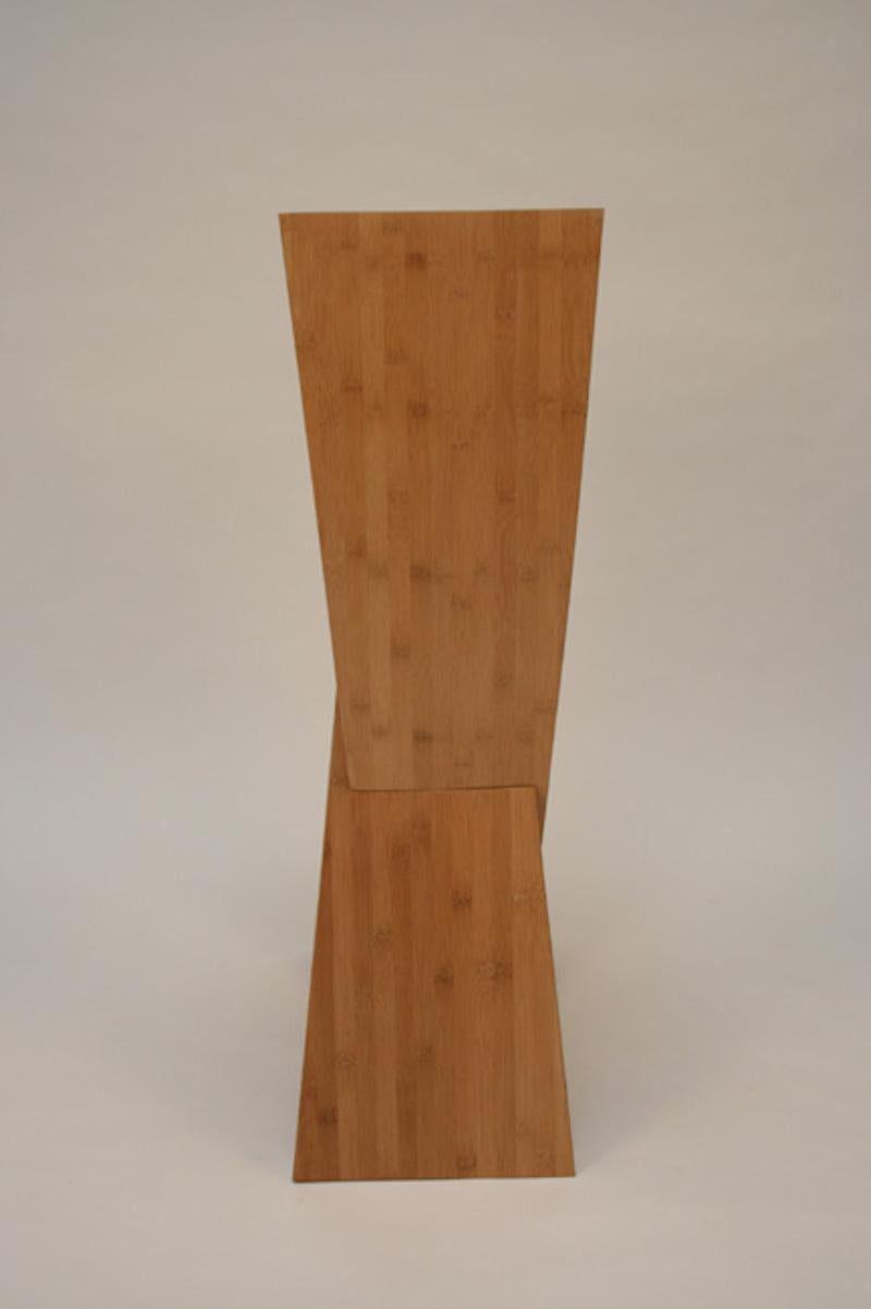 Modern Sculptural Wood Console Cabinet with Bamboo Veneer and Painted Top For Sale