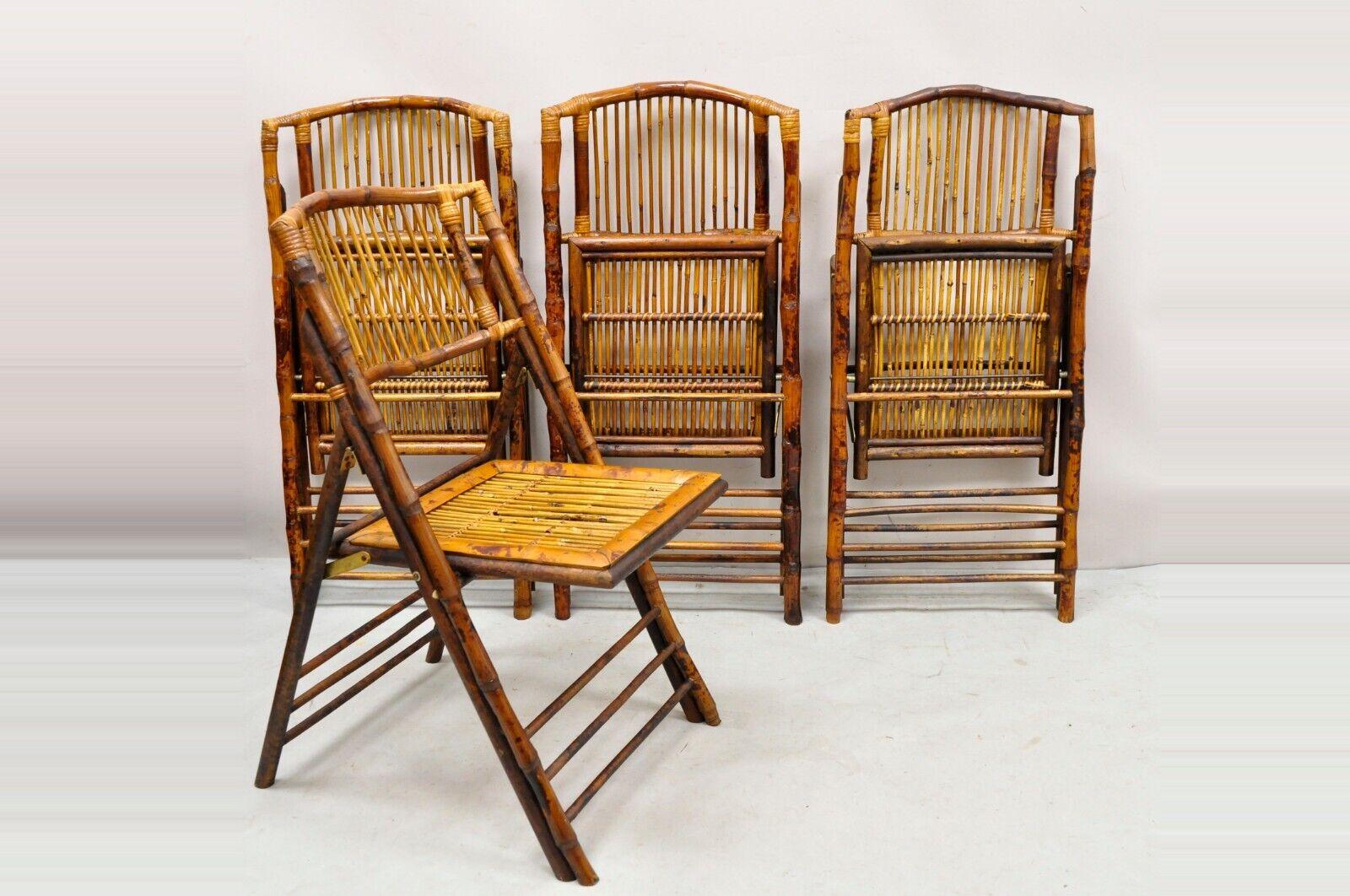 Bamboo Wooden Folding Chairs for Game Table or Events, Set of 4 7
