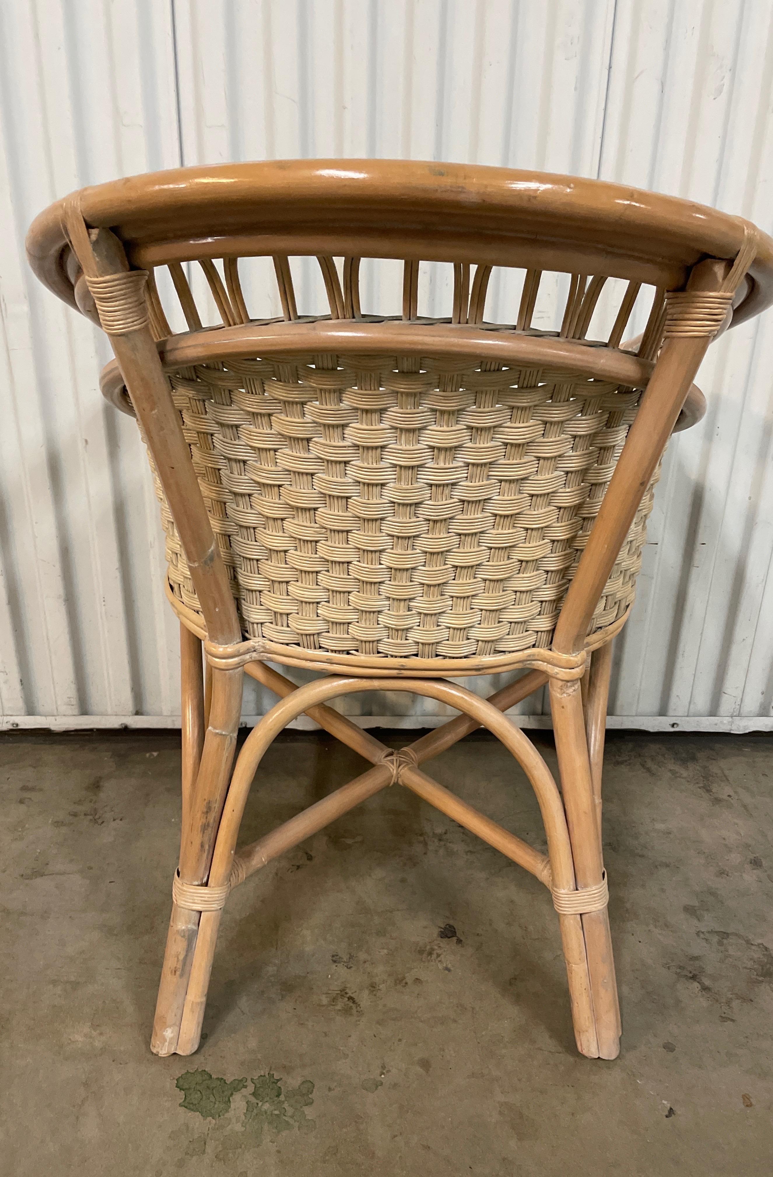 Bamboo & Woven Wicker Armchair by Palacek For Sale 6
