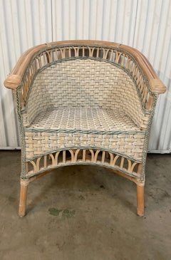 Fauteuil en bambou et osier tressé de Palacek