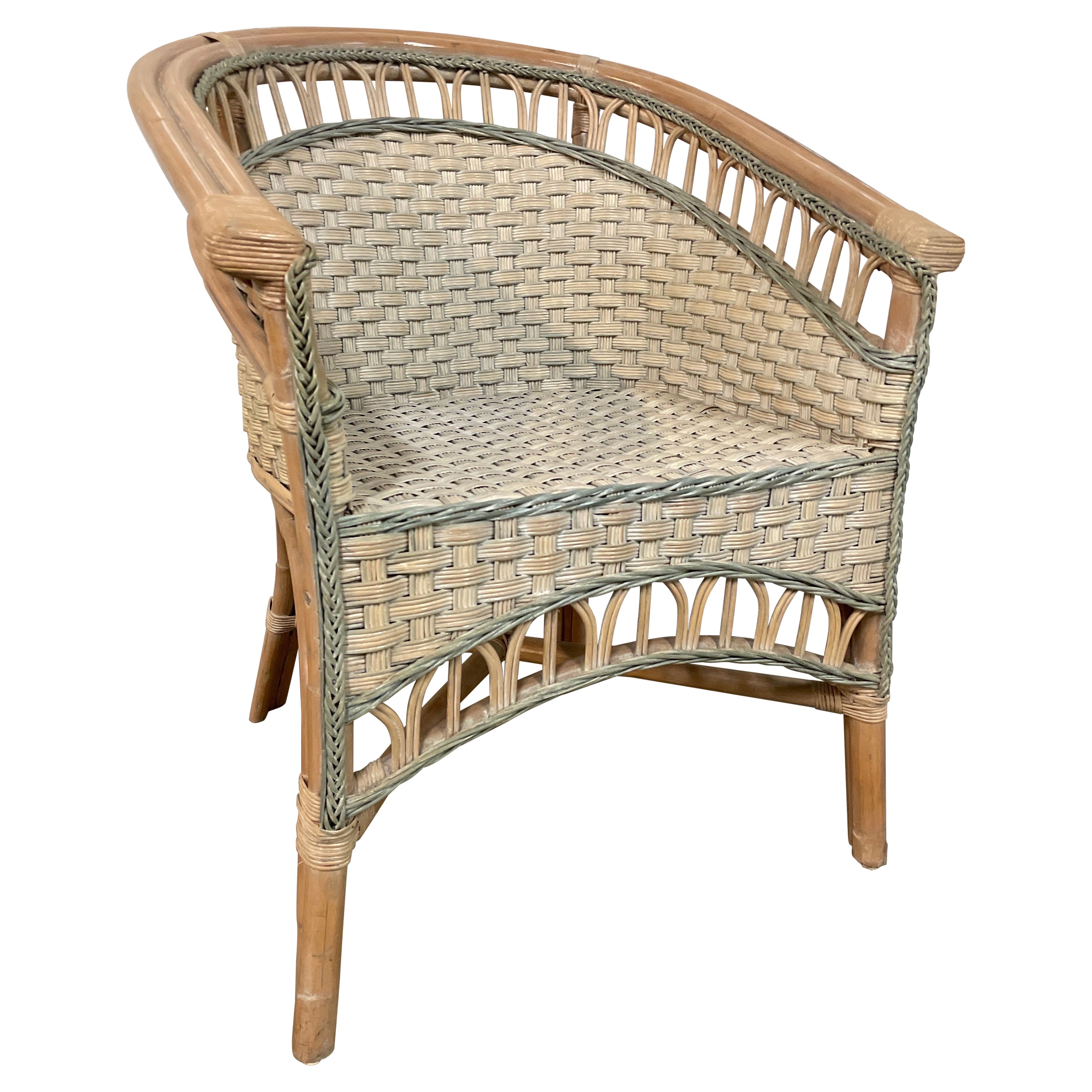 Fauteuil en bambou et osier tressé de Palacek en vente