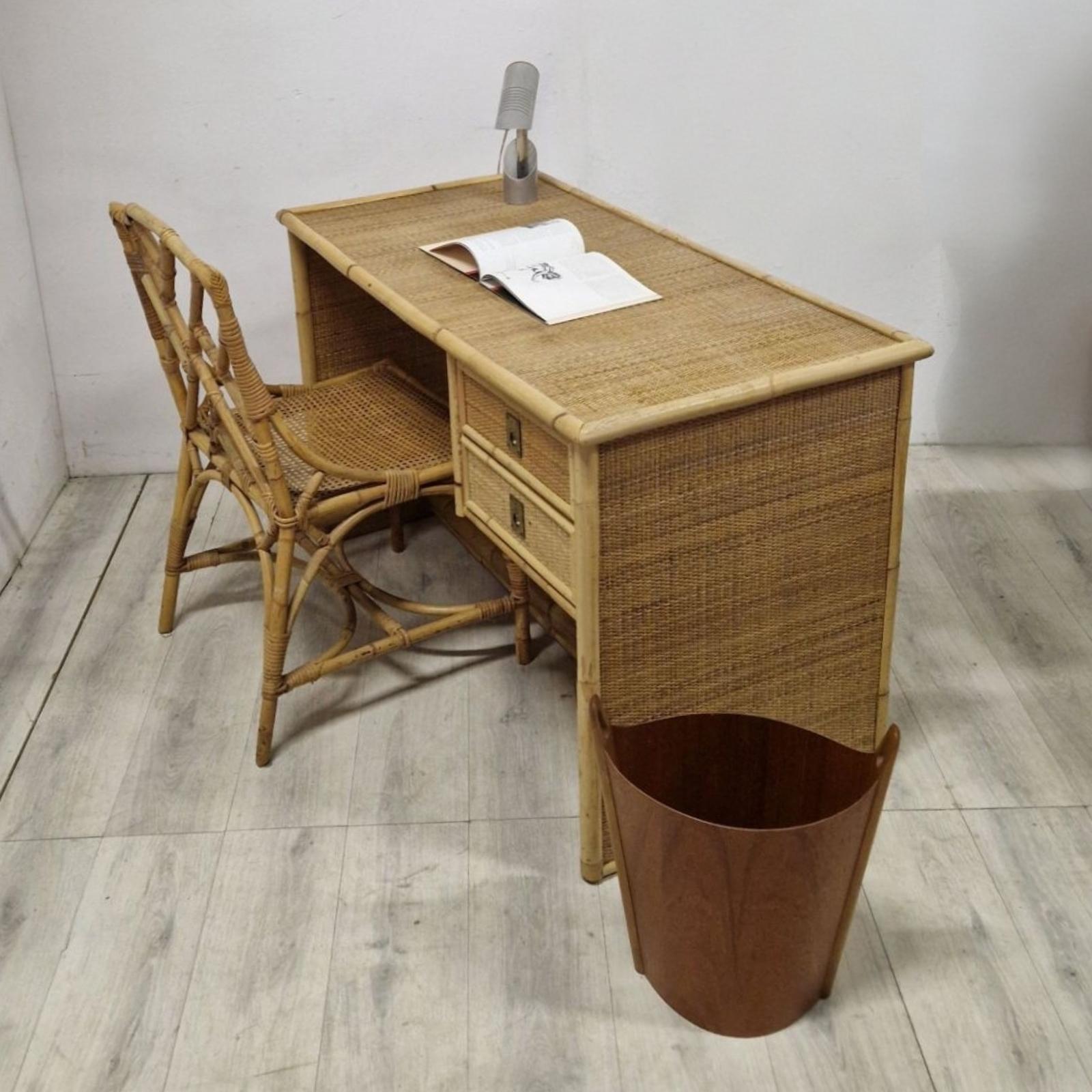 Bamboo writing desk by Dal Vera, Italy 1979 3