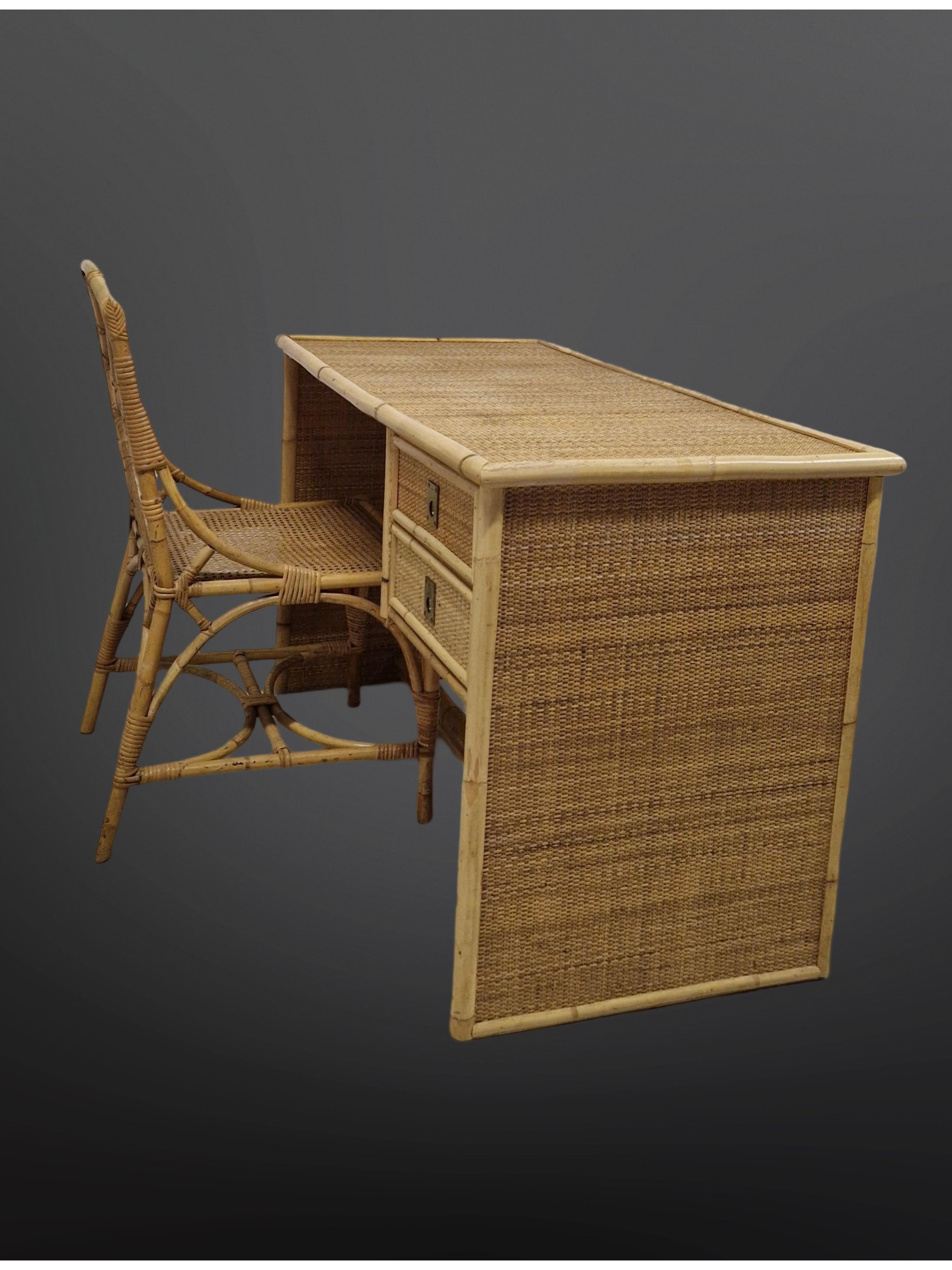 Bamboo writing desk by Dal Vera, Italy 1979 4