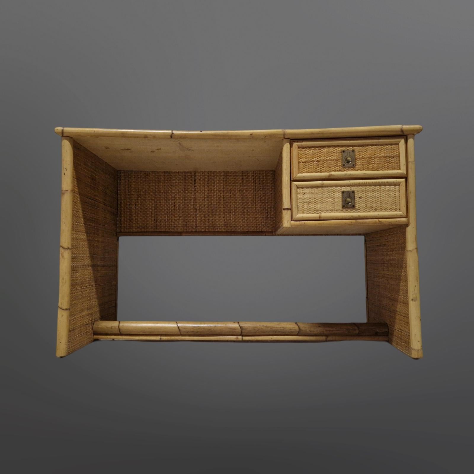 Bamboo writing desk by Dal Vera, Italy 1979 In Good Condition In ECHT, NL