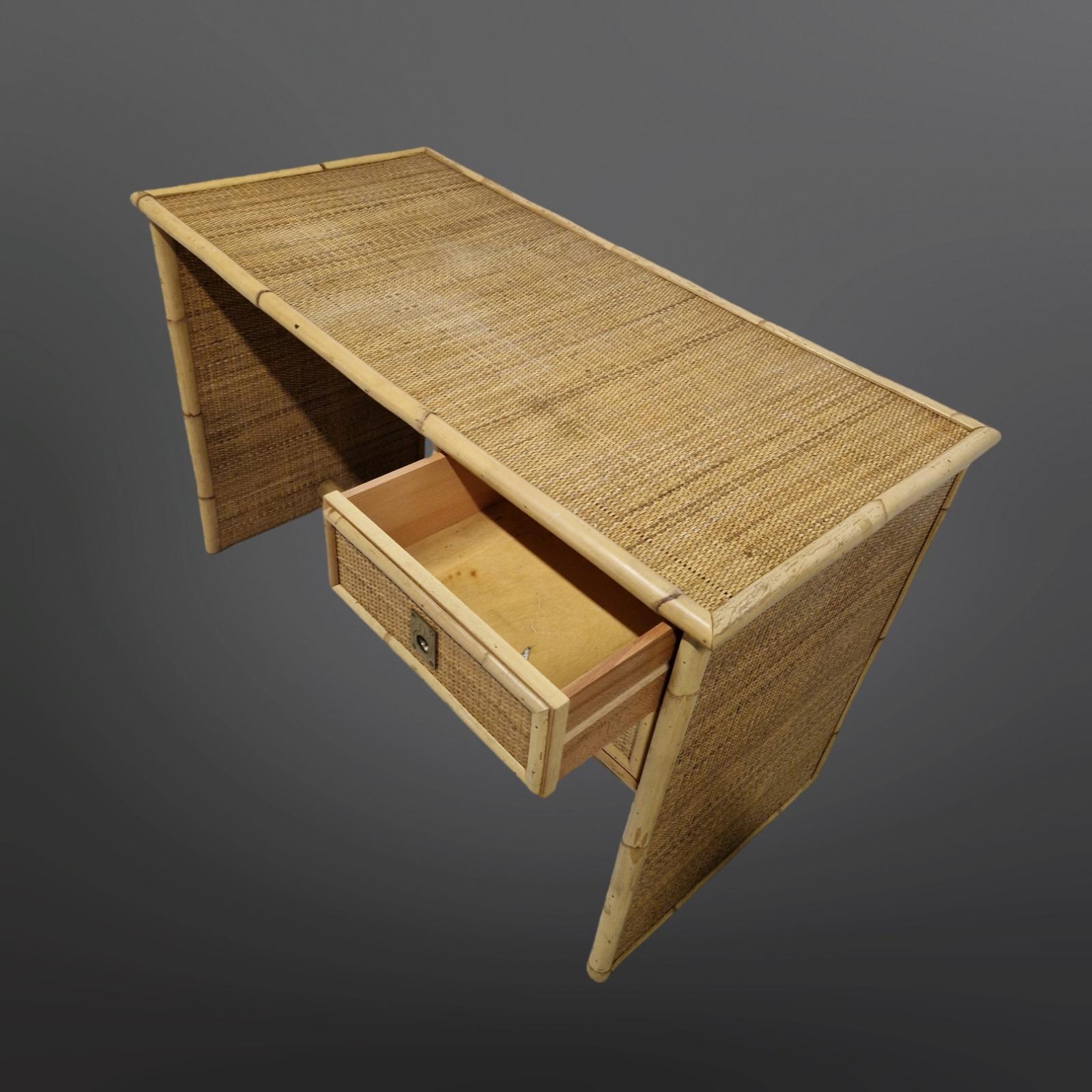 Bamboo writing desk by Dal Vera, Italy 1979 1