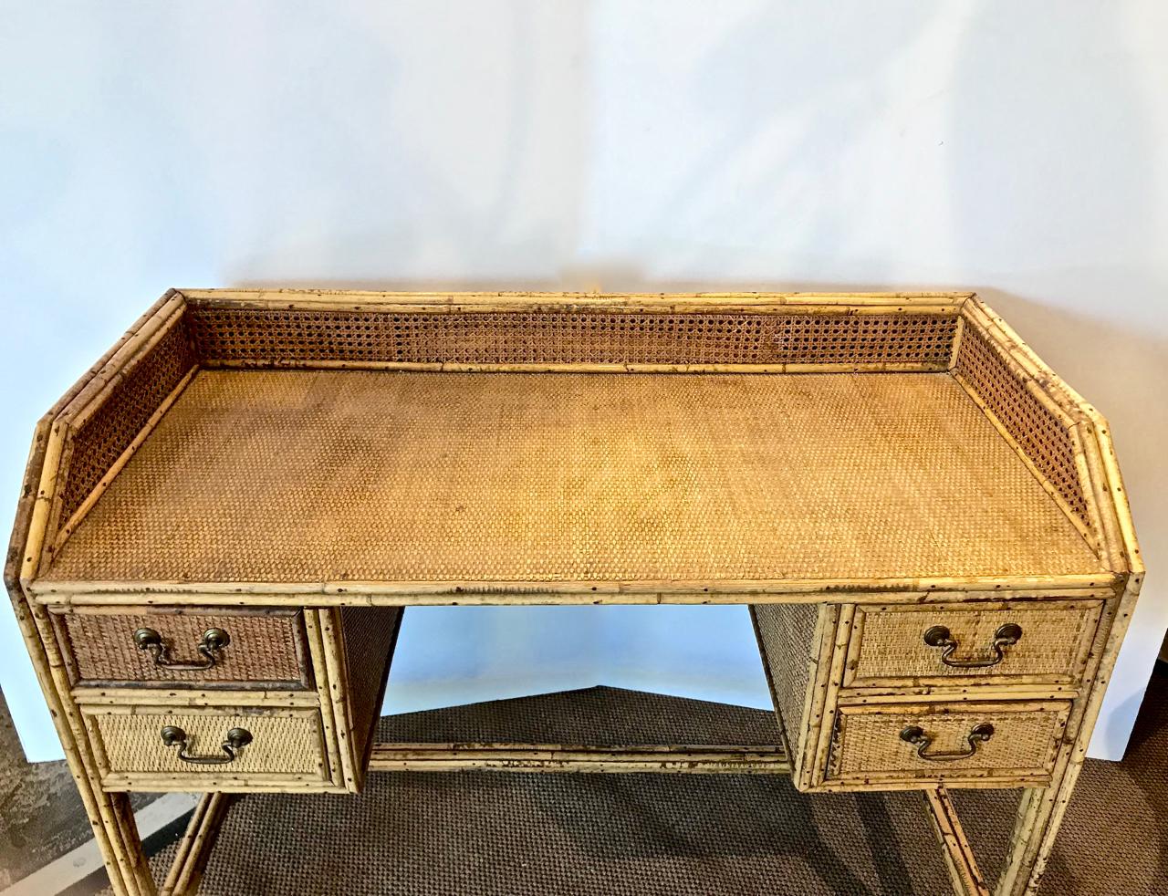 Bamboo Writing Desk, Early 20th Century In Good Condition In Pasadena, CA