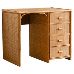 Bamboo Writing Desk with Drawers, 1980s