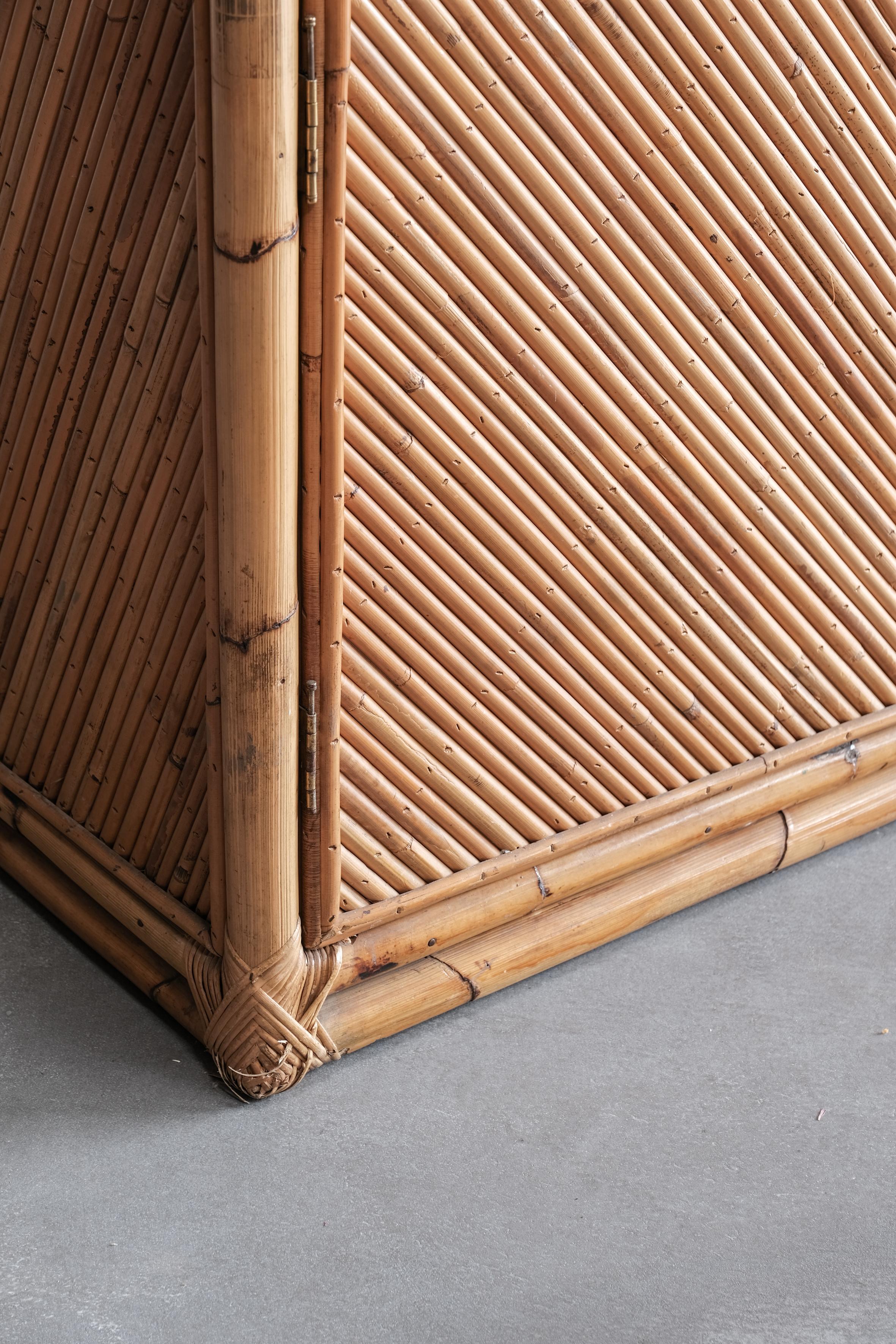 Italian Bamboo xl cabinet from the 70ties, ratan sideboard 
